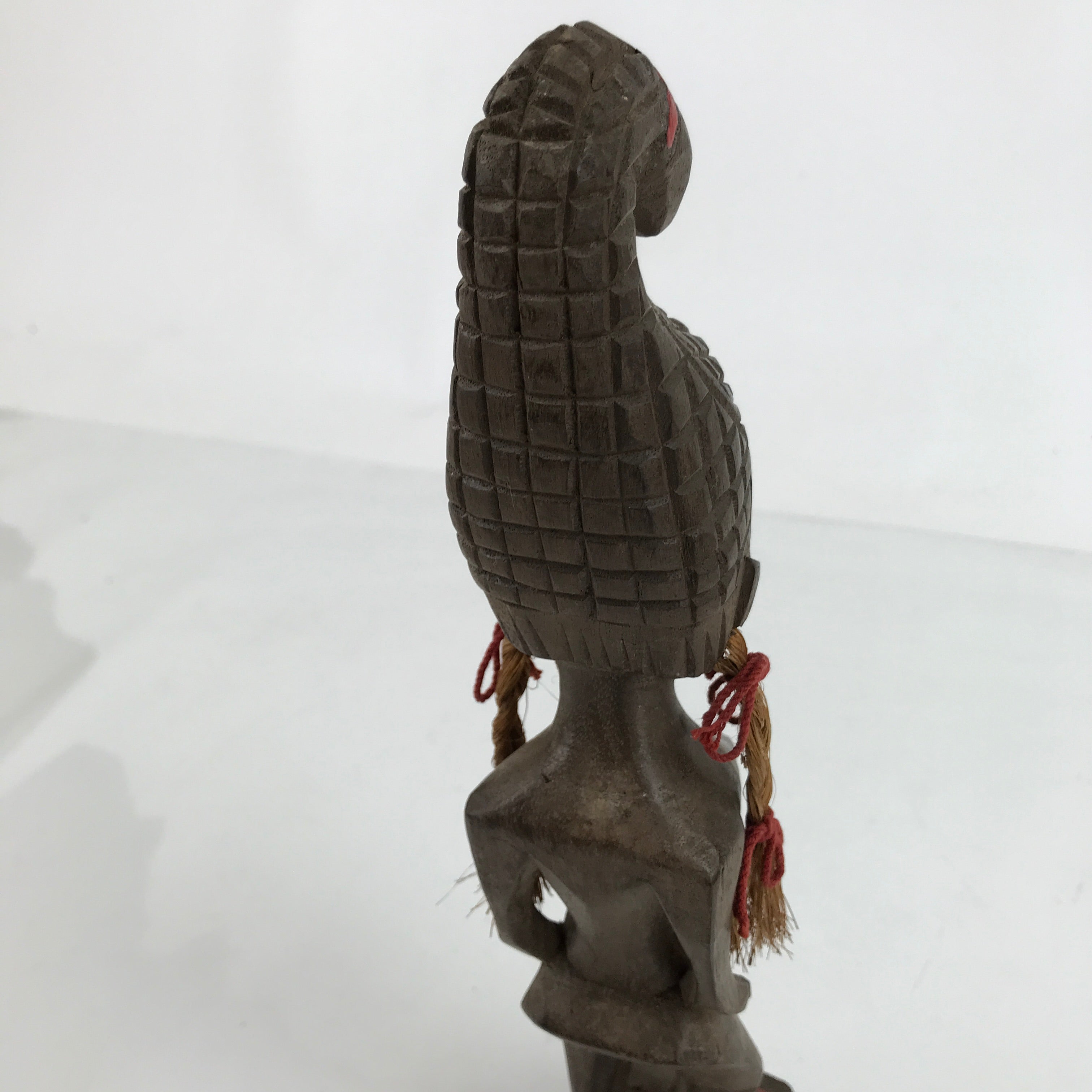 Vintage African Handcarved Wood Woman Statue Souvenir Figurine Decor Brown BD988