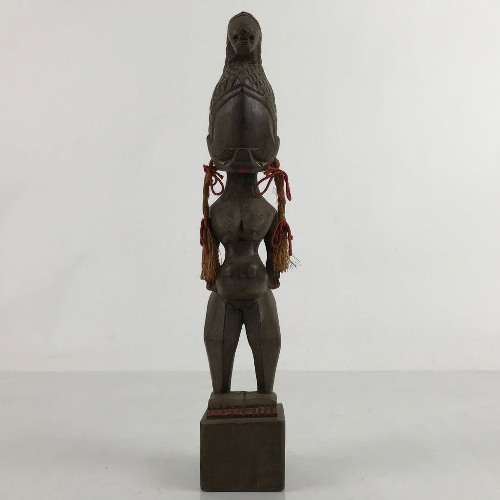 Vintage African Handcarved Wood Woman Statue Souvenir Figurine Decor Brown BD988