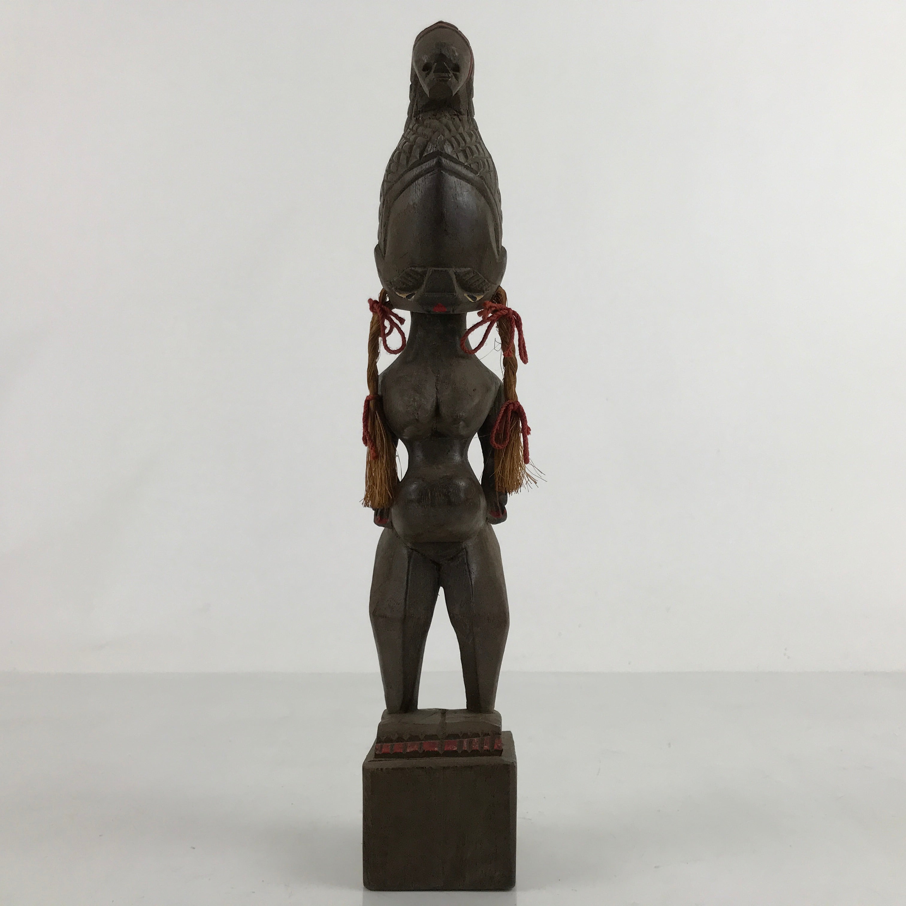 Vintage African Handcarved Wood Woman Statue Souvenir Figurine Decor Brown BD988