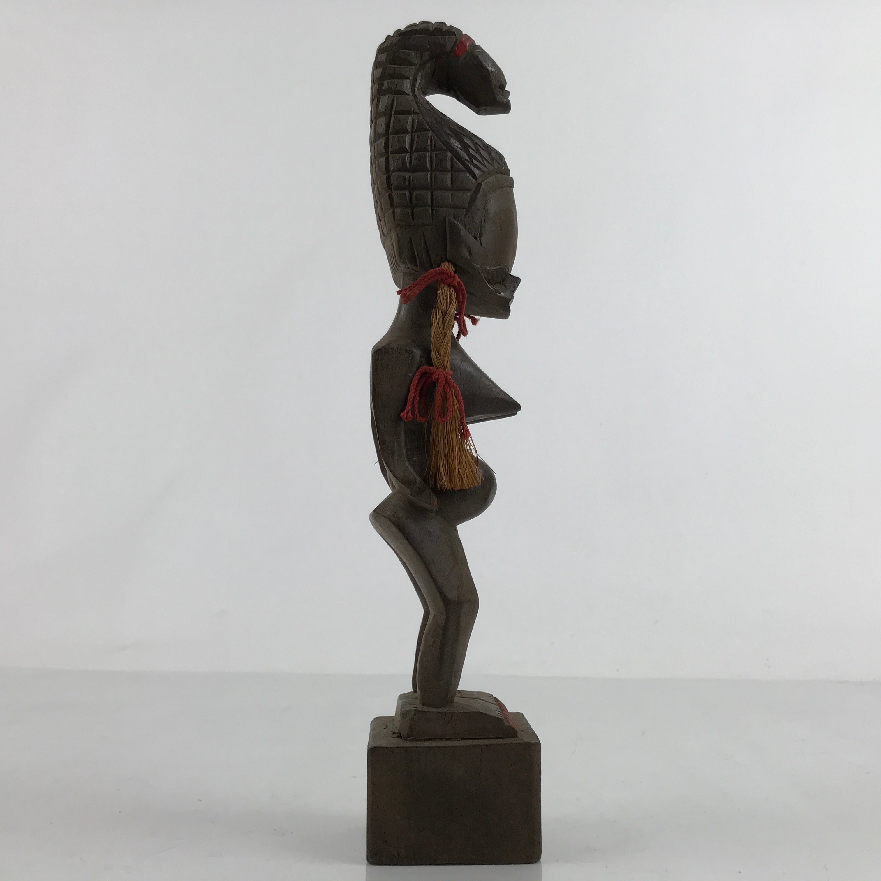 Vintage African Handcarved Wood Woman Statue Souvenir Figurine Decor Brown BD988