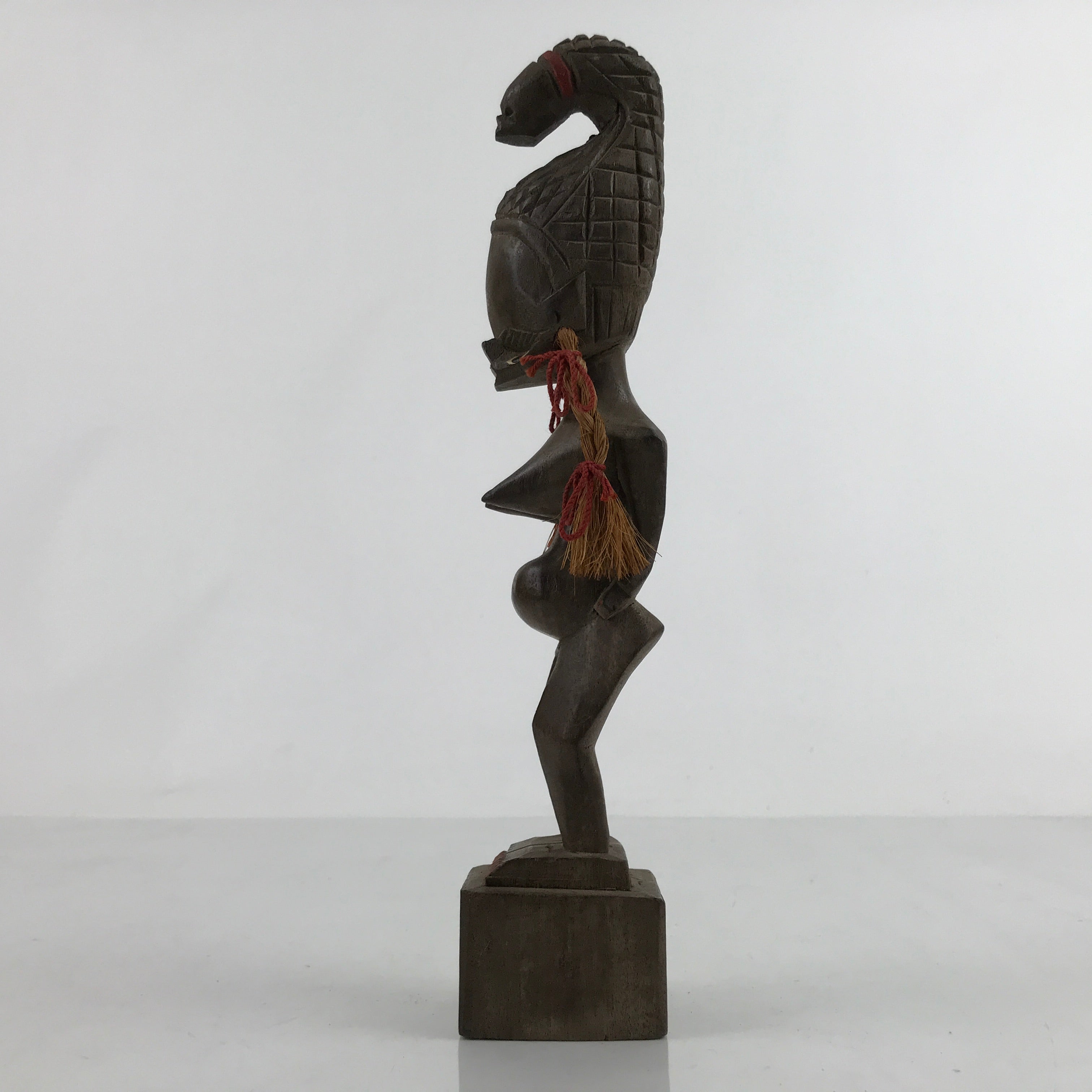 Vintage African Handcarved Wood Woman Statue Souvenir Figurine Decor Brown BD988