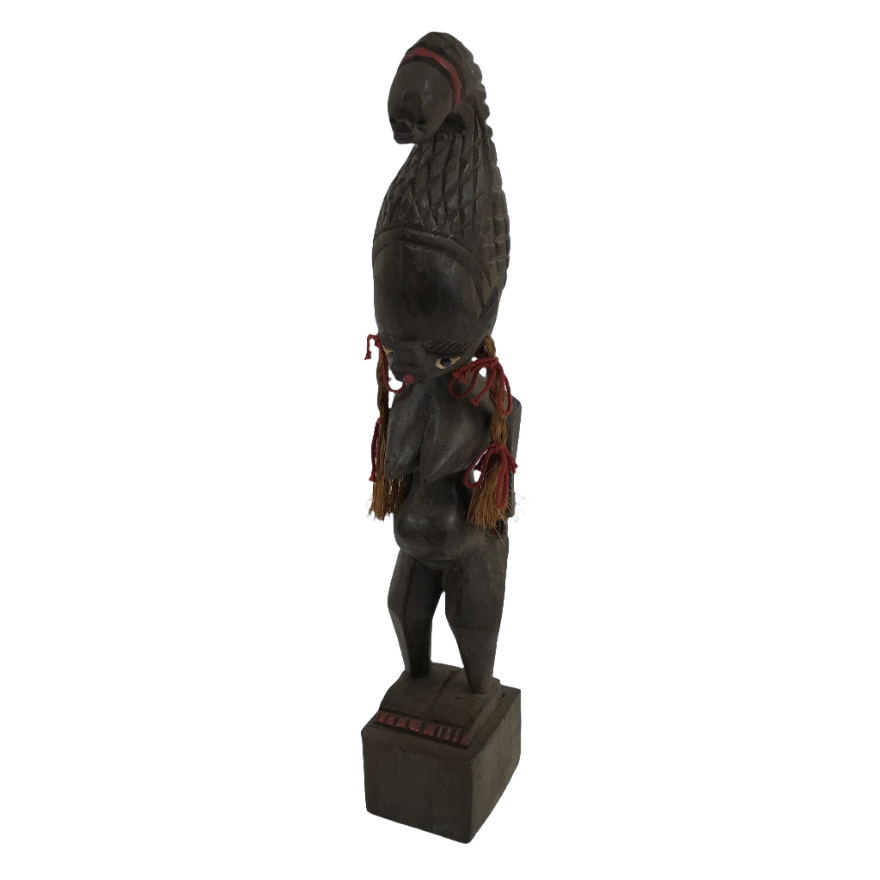 Vintage African Handcarved Wood Woman Statue Souvenir Figurine Decor Brown BD988