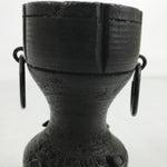 Vintage African Handcarved Wooden Rustic Candlestick Vtg Black Metal Handle L280