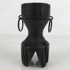 Vintage African Handcarved Wooden Rustic Candlestick Vtg Black Metal Handle L280