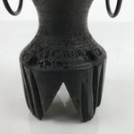 Vintage African Handcarved Wooden Rustic Candlestick Vtg Black Metal Handle L280