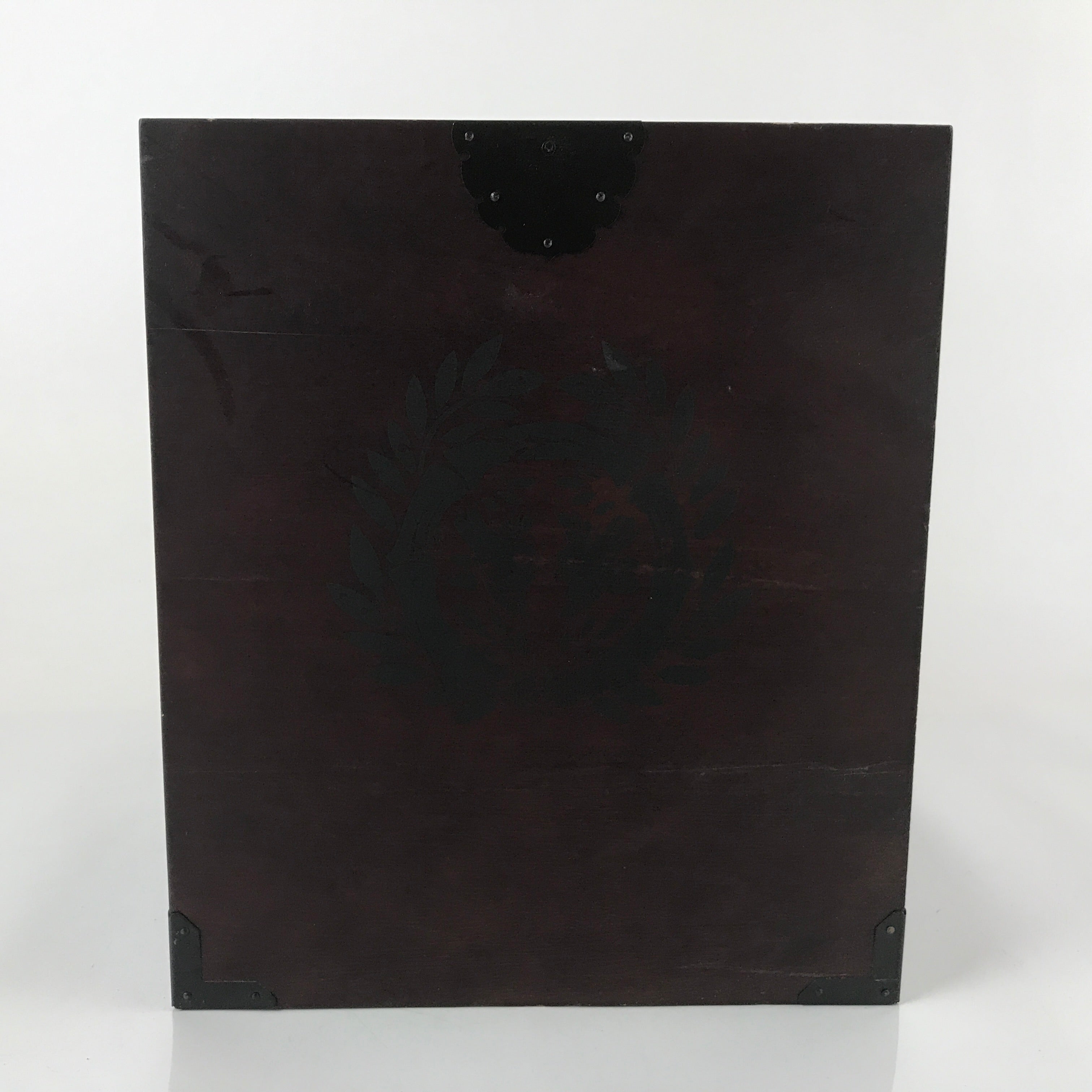 Vintage Japanese Brushed Lacquer Wooden Storage Box Inside 19.5x20x29cm Mon X99