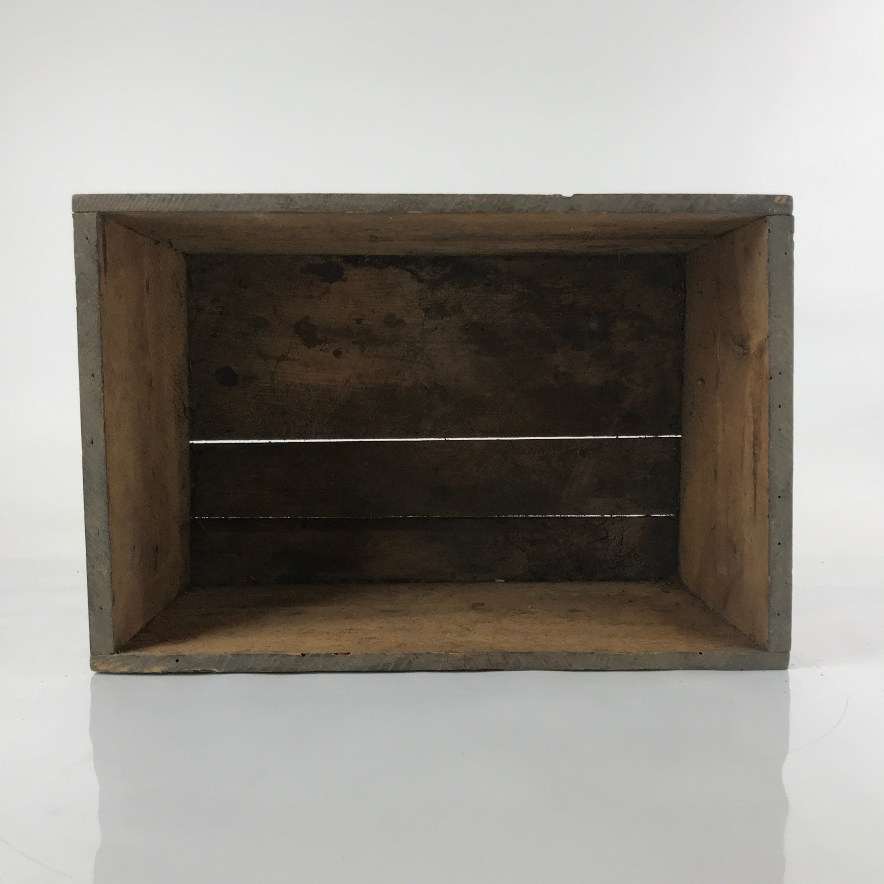 Vintage Japanese Open Wooden Storage Box Inside 44x29.5x22cm Brown Crate X116