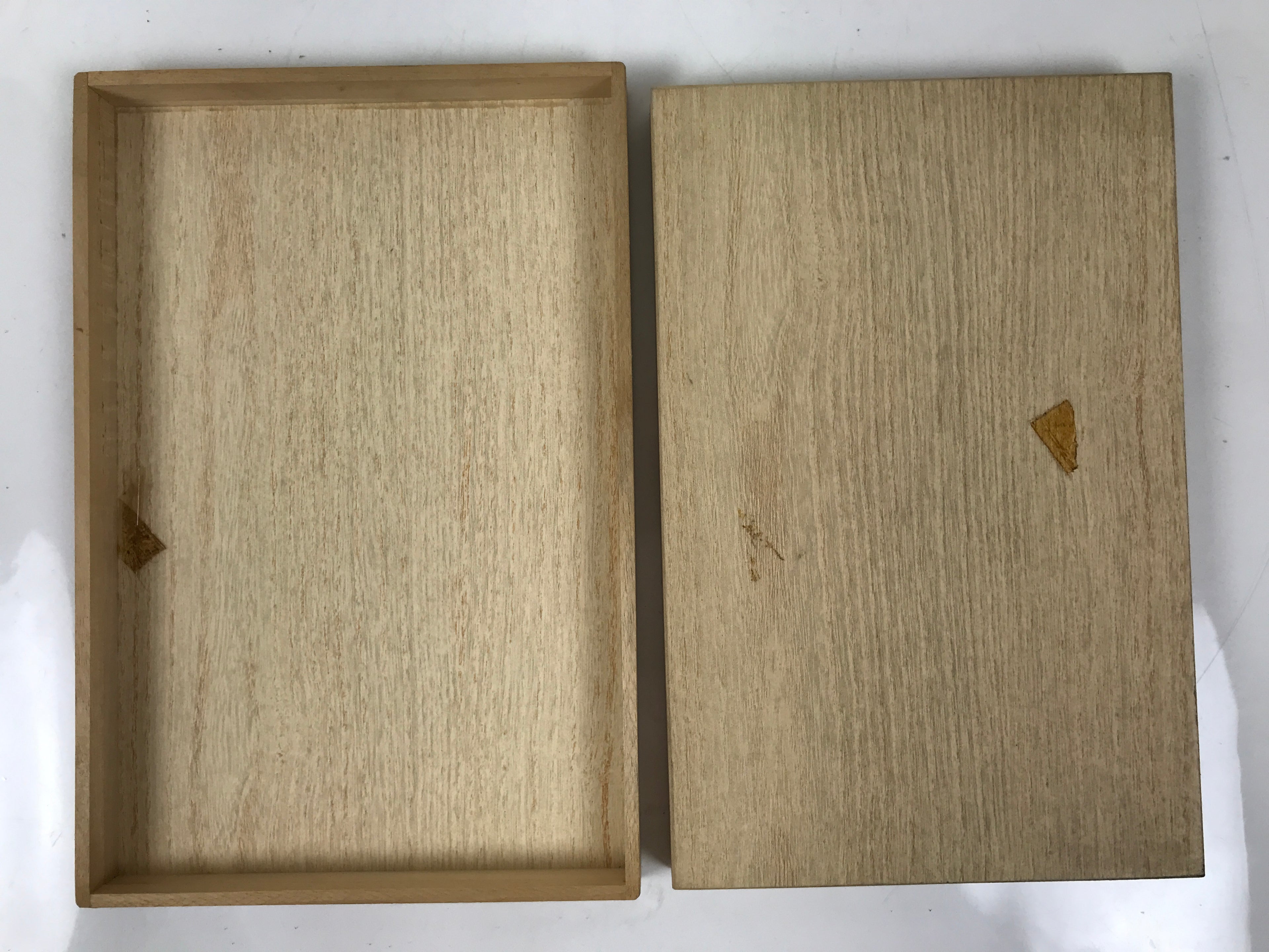 Vintage Japanese Wood Lidded Furoshiki Storage Box Inside 25x16x1.5cm Flat X151