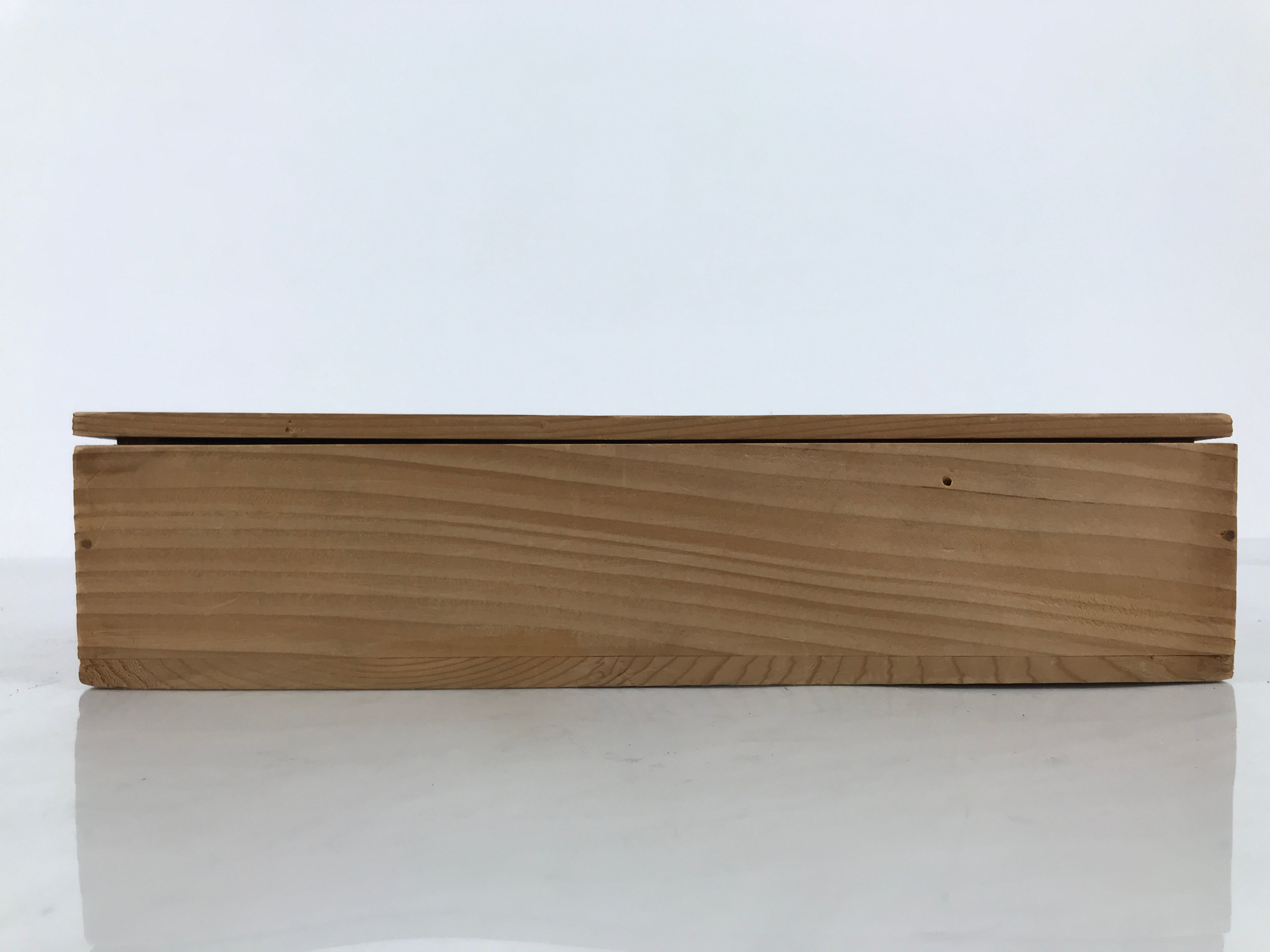 Vintage Japanese Wood Lidded Pottery Storage Box Inside 12.7x26.2x5cm Brown X226