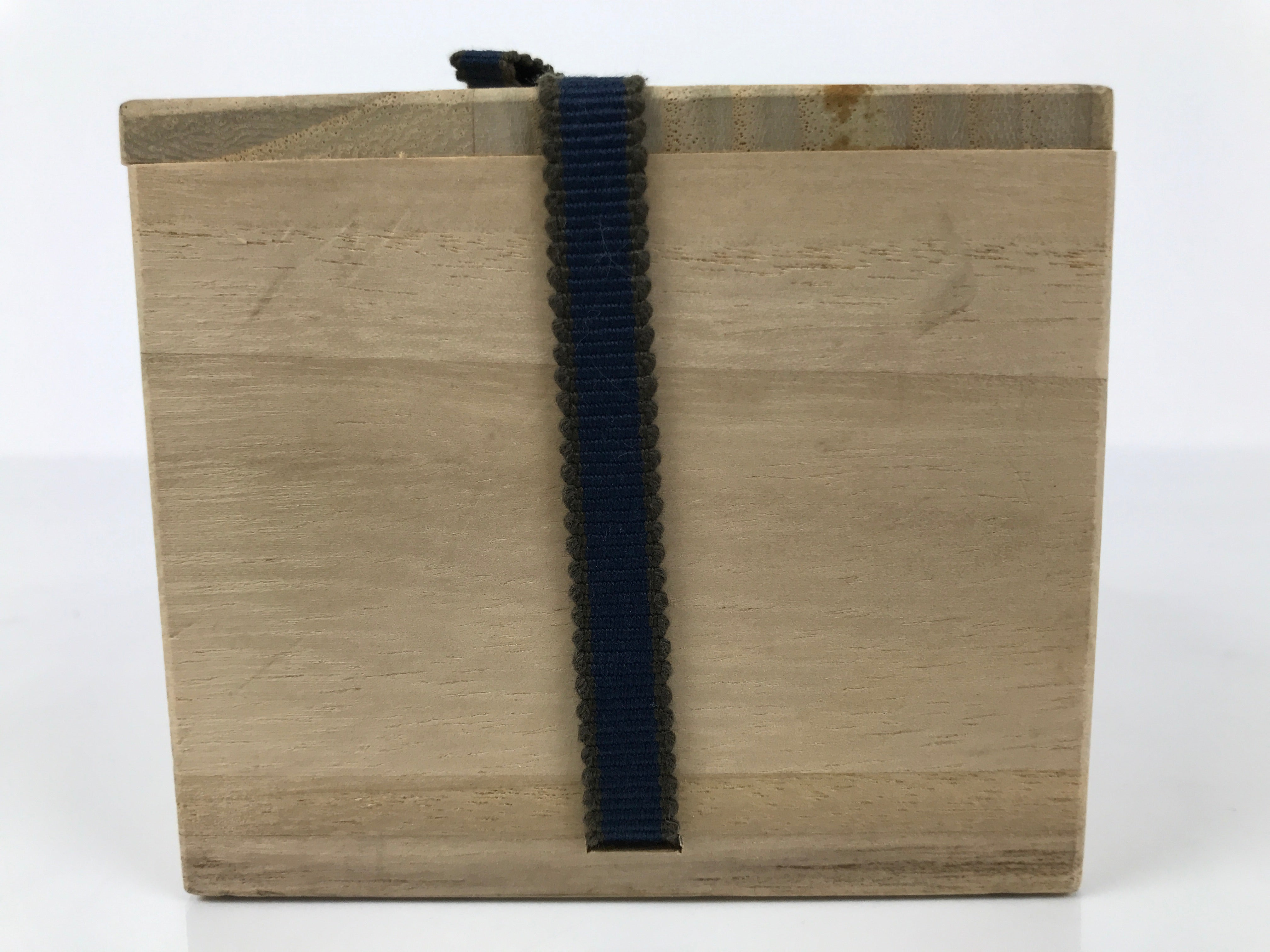 Vintage Japanese Wood Lidded Pottery Storage Box Inside 8.5x8.5x6.2cm Brown X219