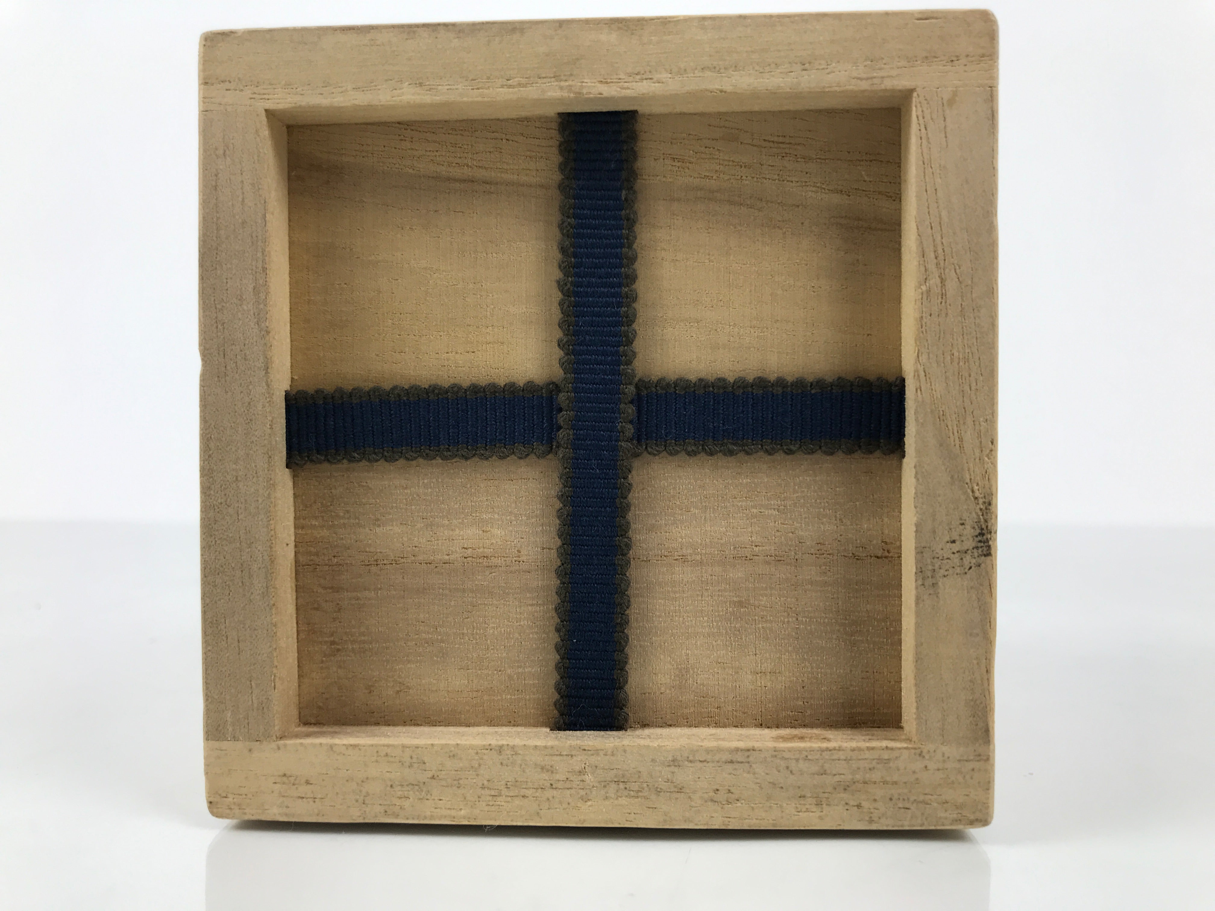 Vintage Japanese Wood Lidded Pottery Storage Box Inside 8.5x8.5x6.2cm Brown X219