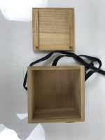 Vintage Japanese Wood Lidded Pottery Storage Box Inside 8.5x8.5x6.2cm Brown X219