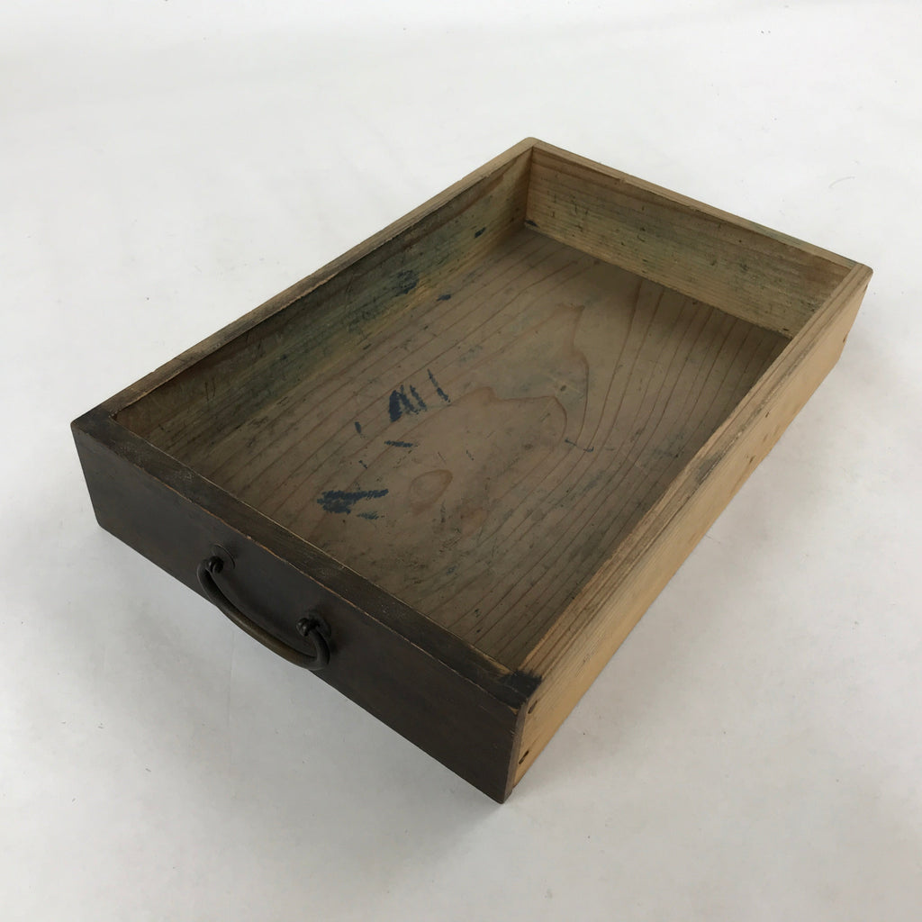 Vintage Japanese Wooden Drawer Shallow Storage Box Inside 27x17x14.5cm Brown X88