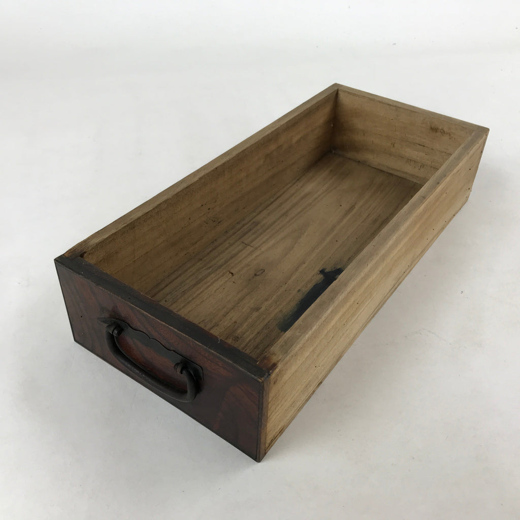 Vintage Japanese Wooden Drawer Shallow Storage Box Inside 29x12.5x6cm Brown X86