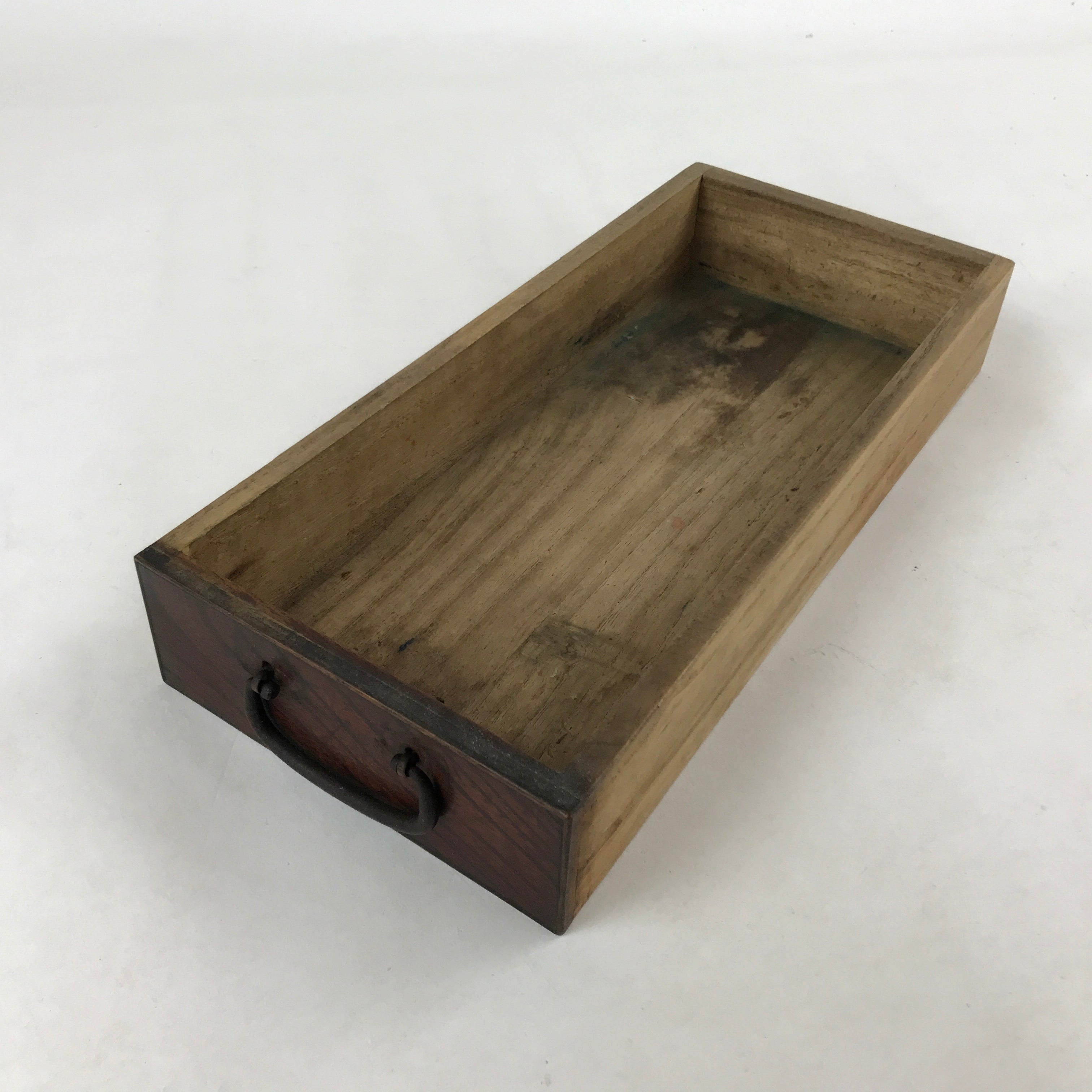 Vintage Japanese Wooden Drawer Shallow Storage Box Inside 29x12x4.5cm Brown X85