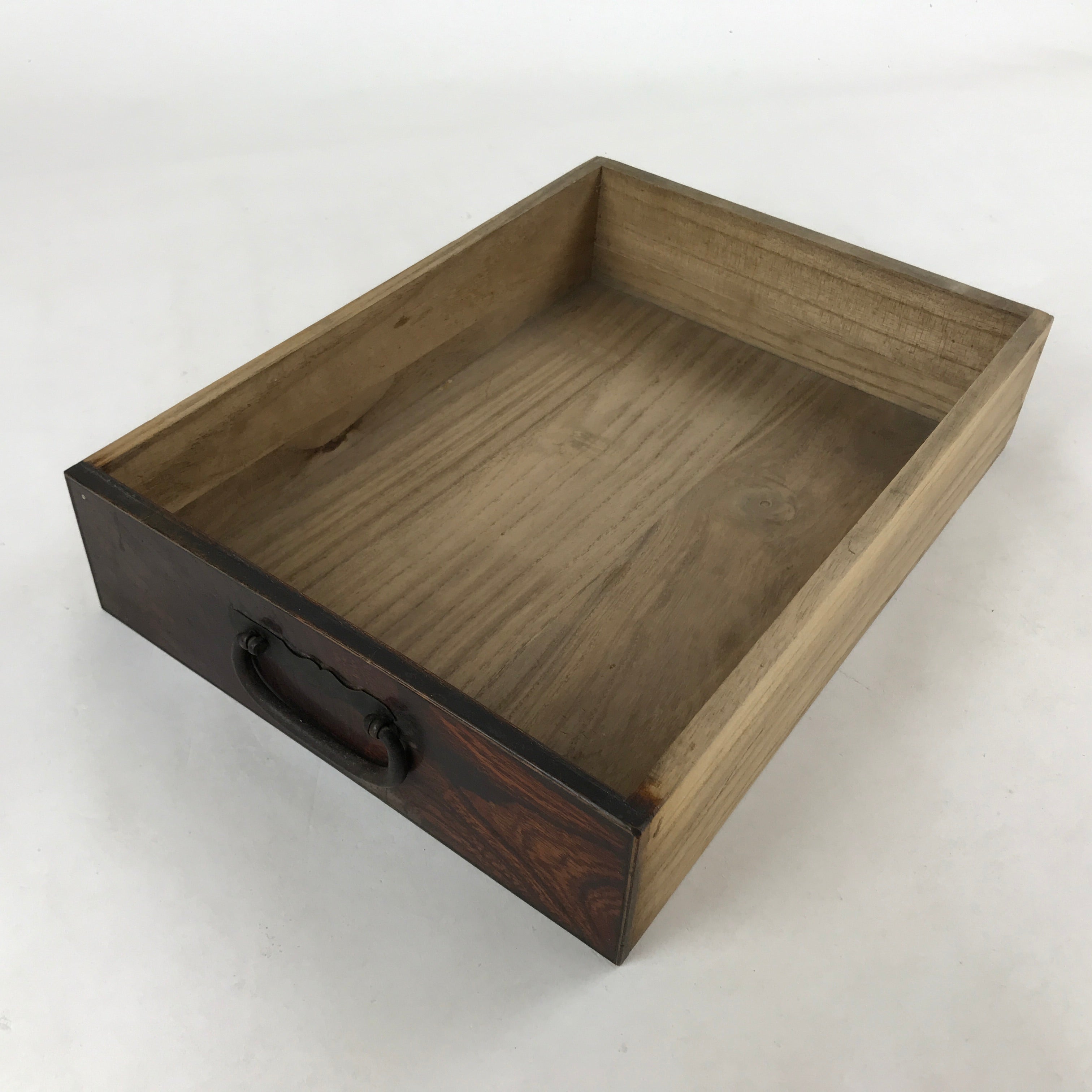 Vintage Japanese Wooden Drawer Shallow Storage Box Inside 29x20.5x6cm Brown X90