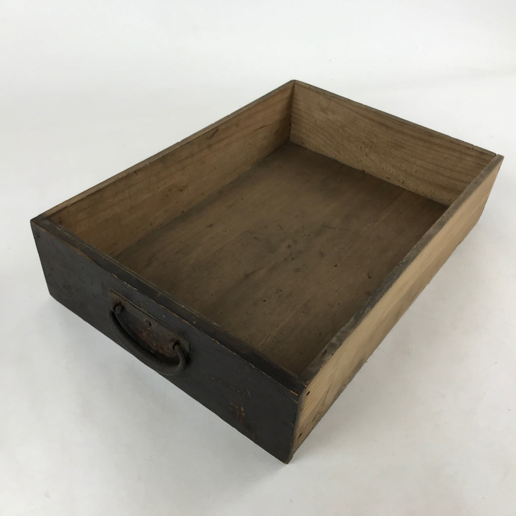 Vintage Japanese Wooden Drawer Shallow Storage Box Inside 36x25x8cm Brown X91