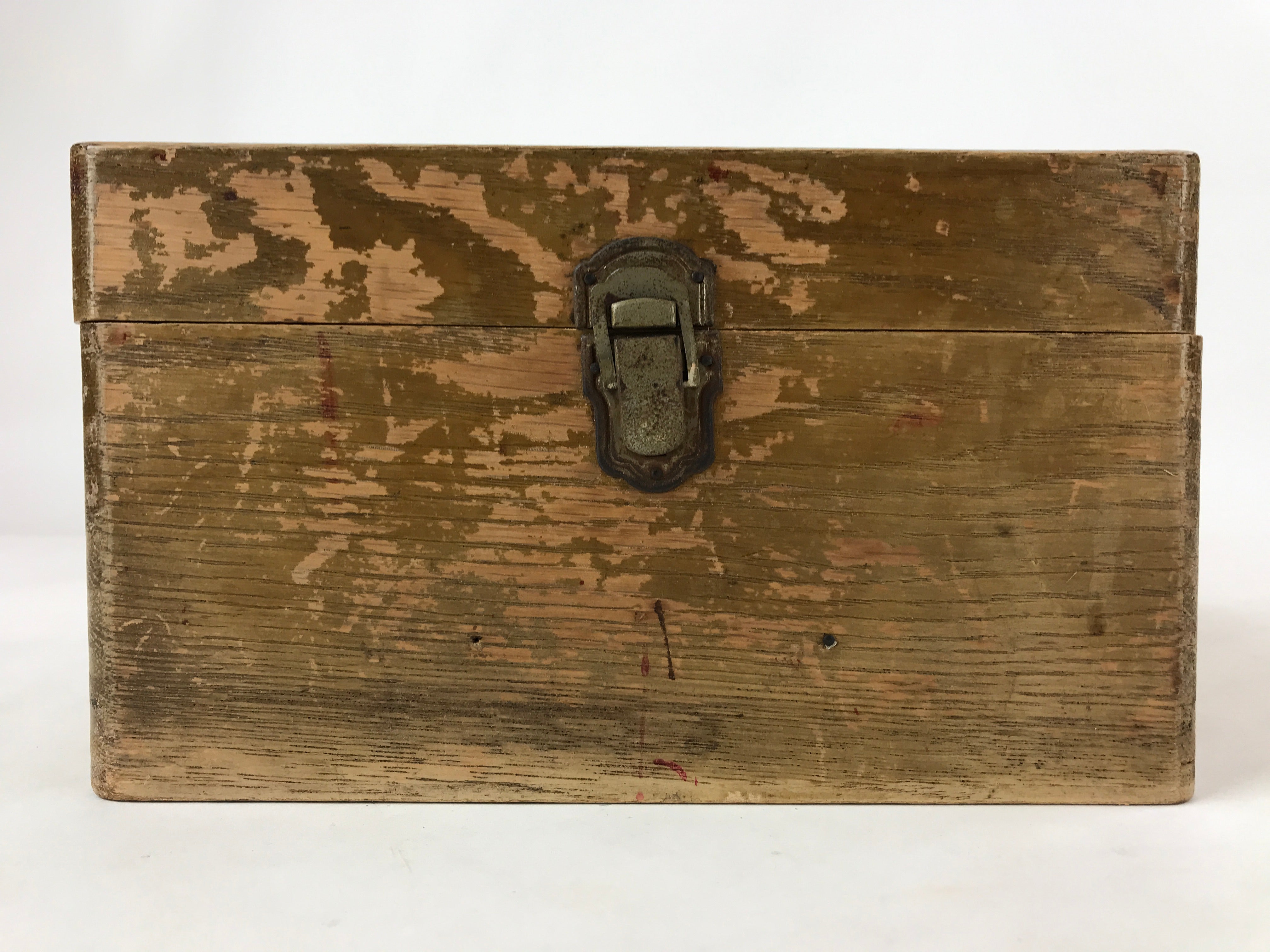 Vintage Japanese Wooden First Aid Kit Storage Box Inside 15x21.5x9cm X77