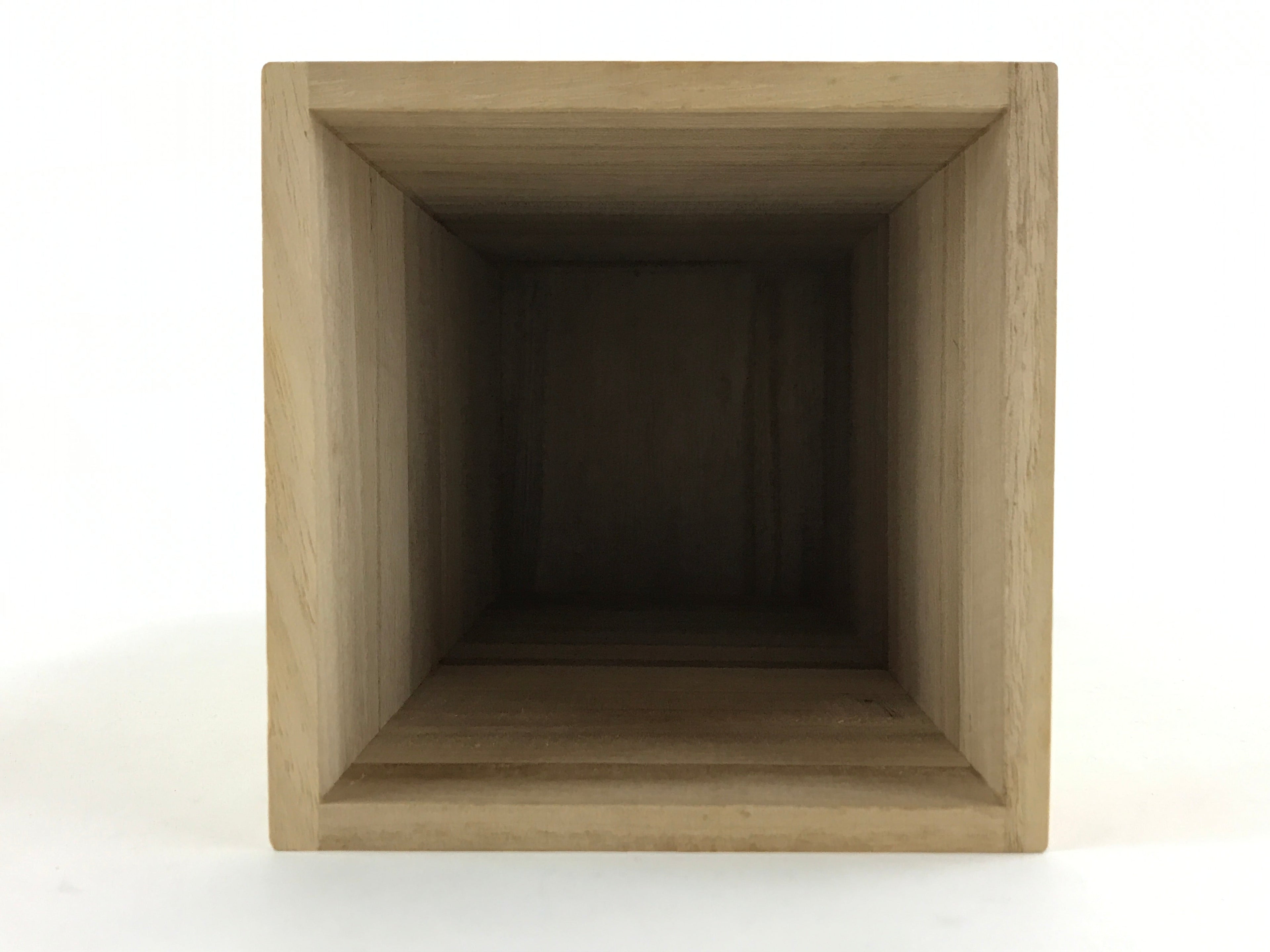 Vintage Japanese Wooden Lidded Flower Vase Storage Box Inside 11.5x11.5x26cm X52