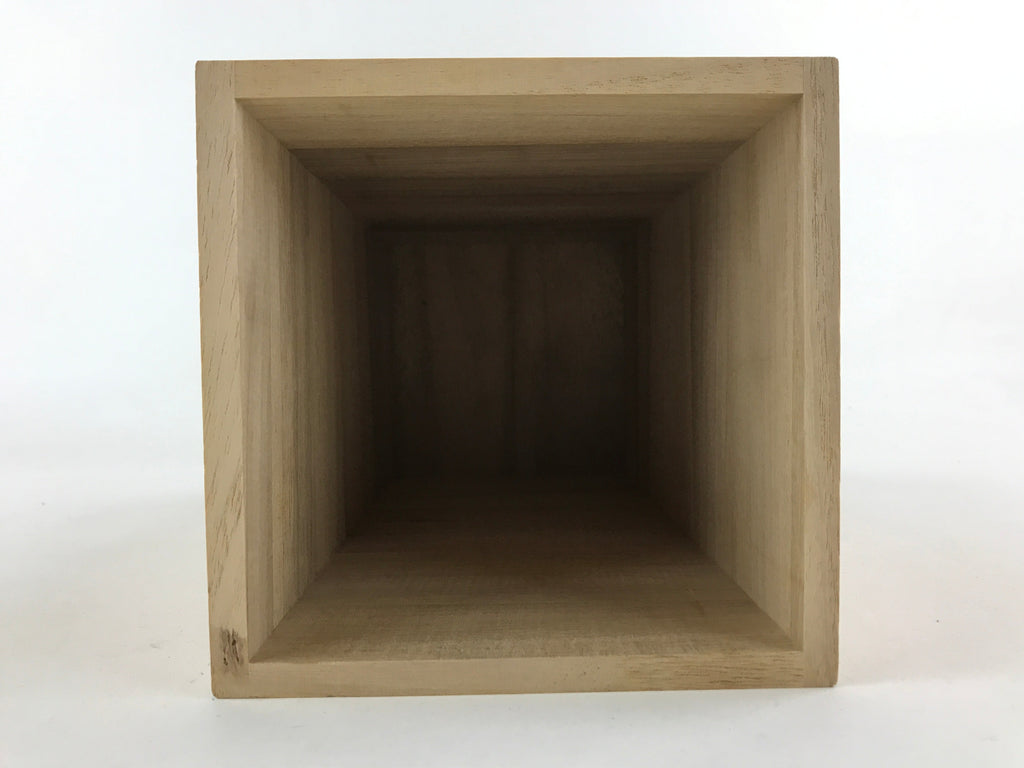 Vintage Japanese Wooden Lidded Flower Vase Storage Box Inside 12.5x12.5x27cm X53