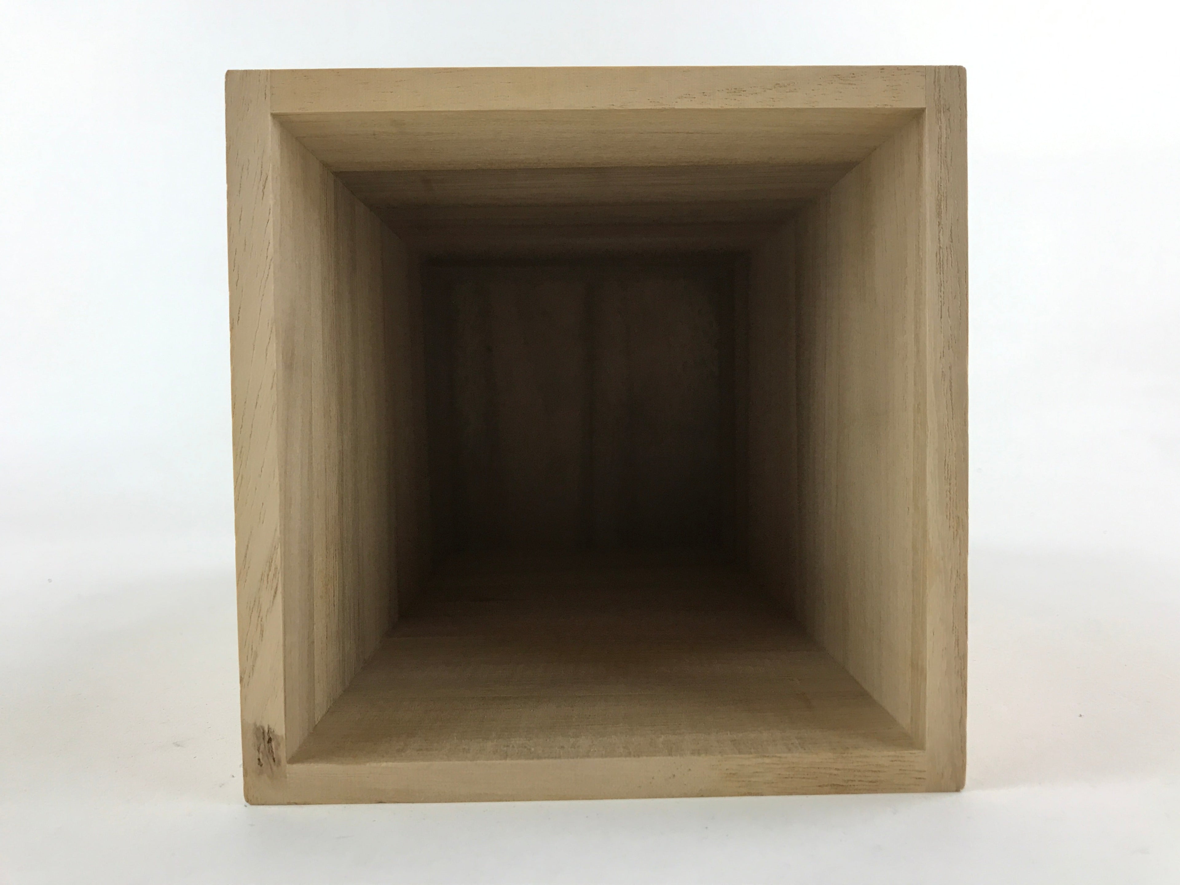 Vintage Japanese Wooden Lidded Flower Vase Storage Box Inside 12.5x12.5x27cm X53