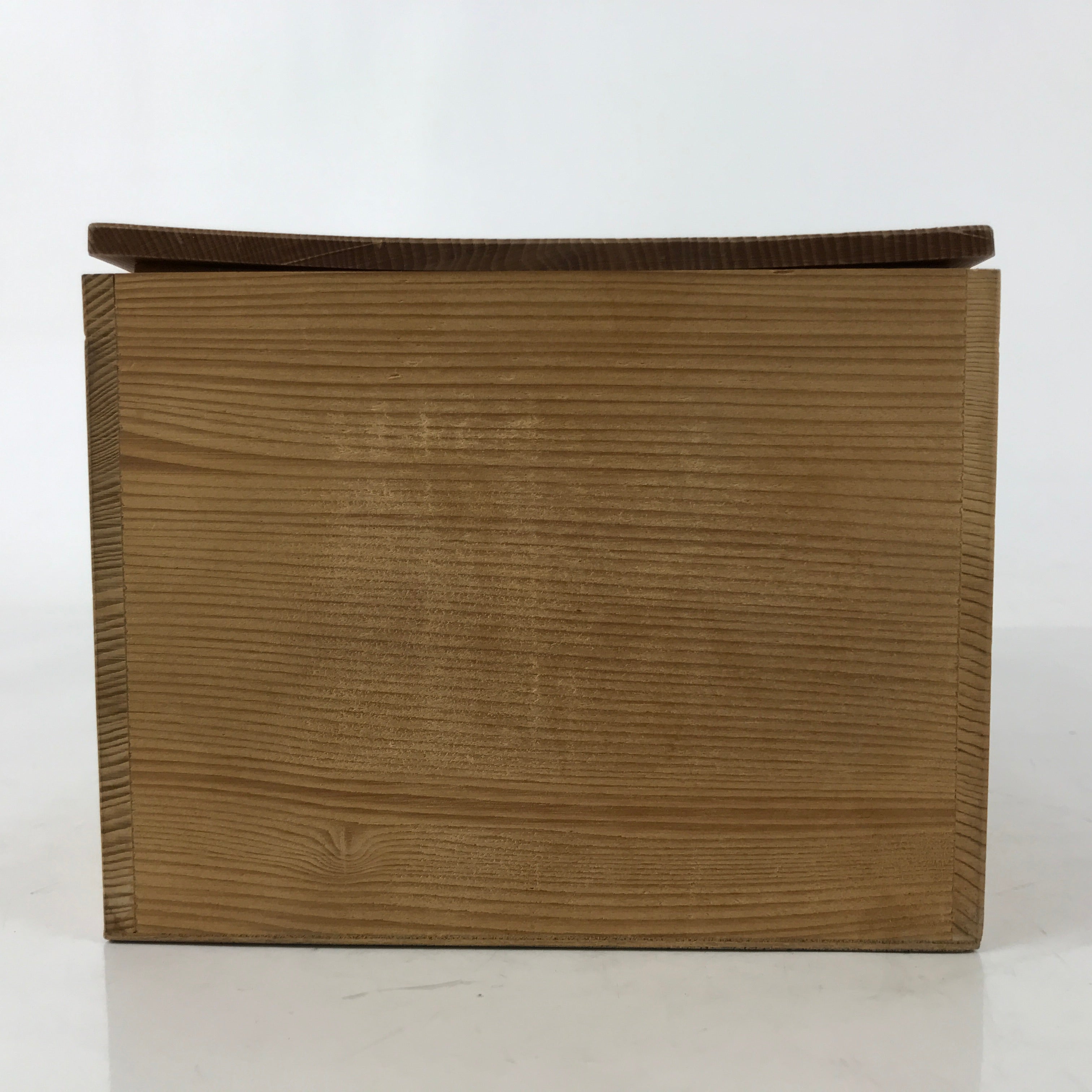 Vintage Japanese Wooden Lidded Pottery Box Inside 25.1x15.2x12.1cm Brown X143