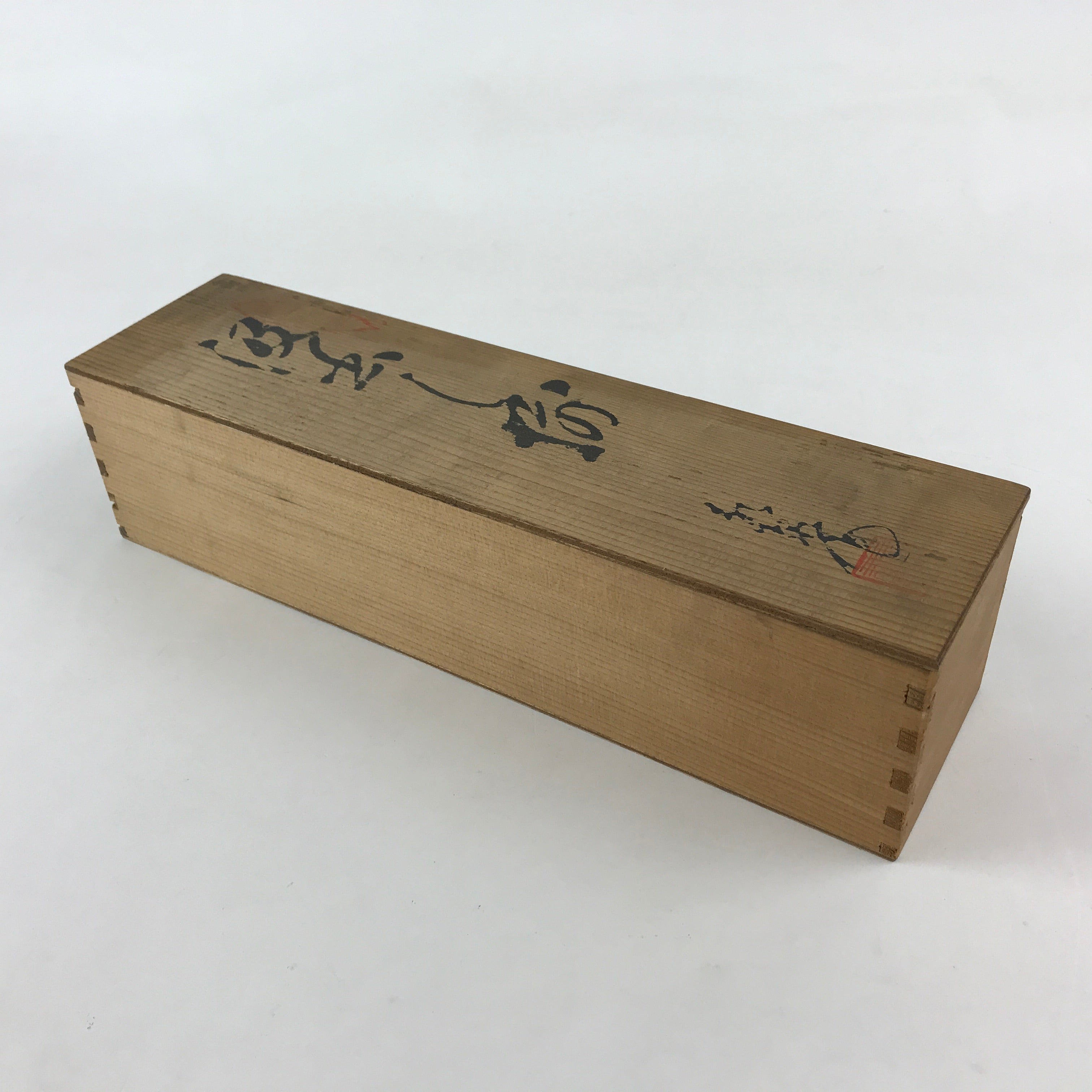 Vintage Japanese Wooden Lidded Pottery Storage Box Inside 35.5x8.5x8.5cm X34