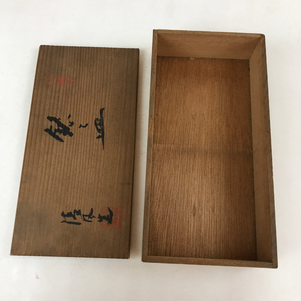 Vintage Japanese Wooden Lidded Small Plate Storage Box Inside 26.5x13x5cm X73