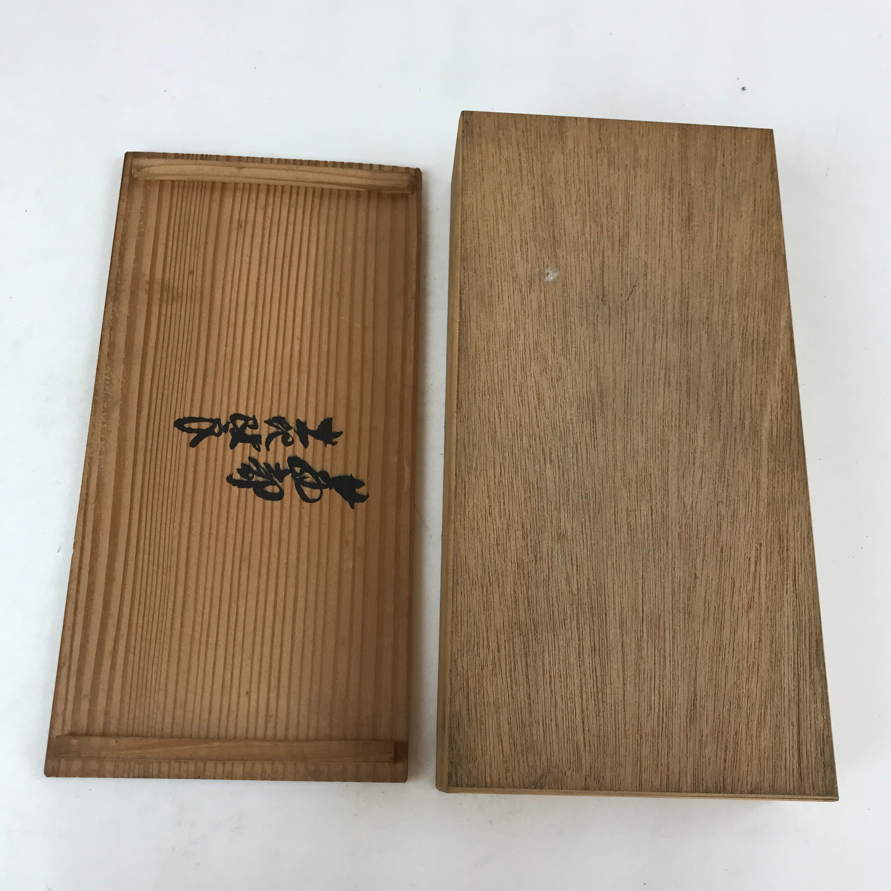 Vintage Japanese Wooden Lidded Small Plate Storage Box Inside 26.5x13x5cm X73