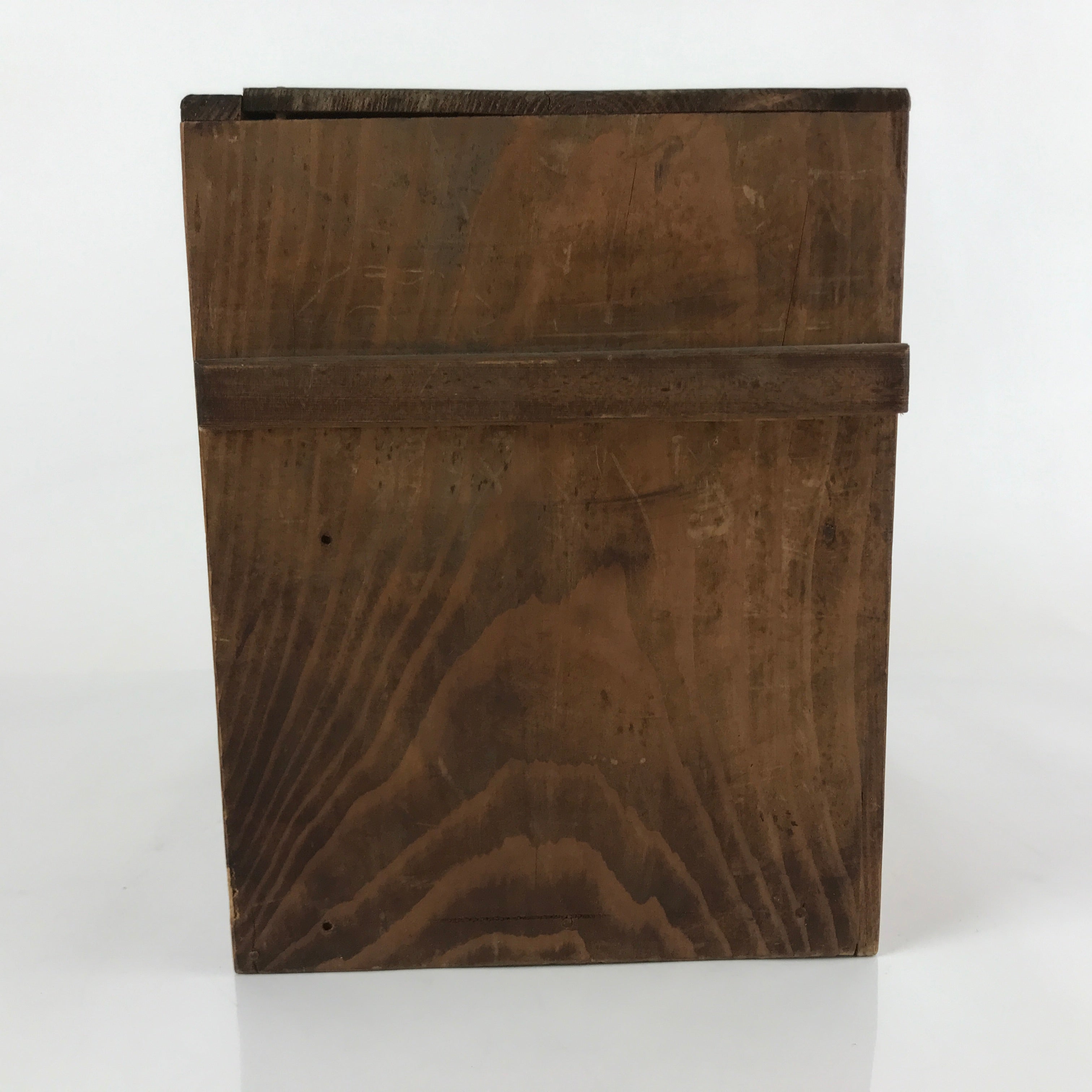 Vintage Japanese Wooden Lidded Storage Box Inside 16.5x23.5x22cm Brown X133