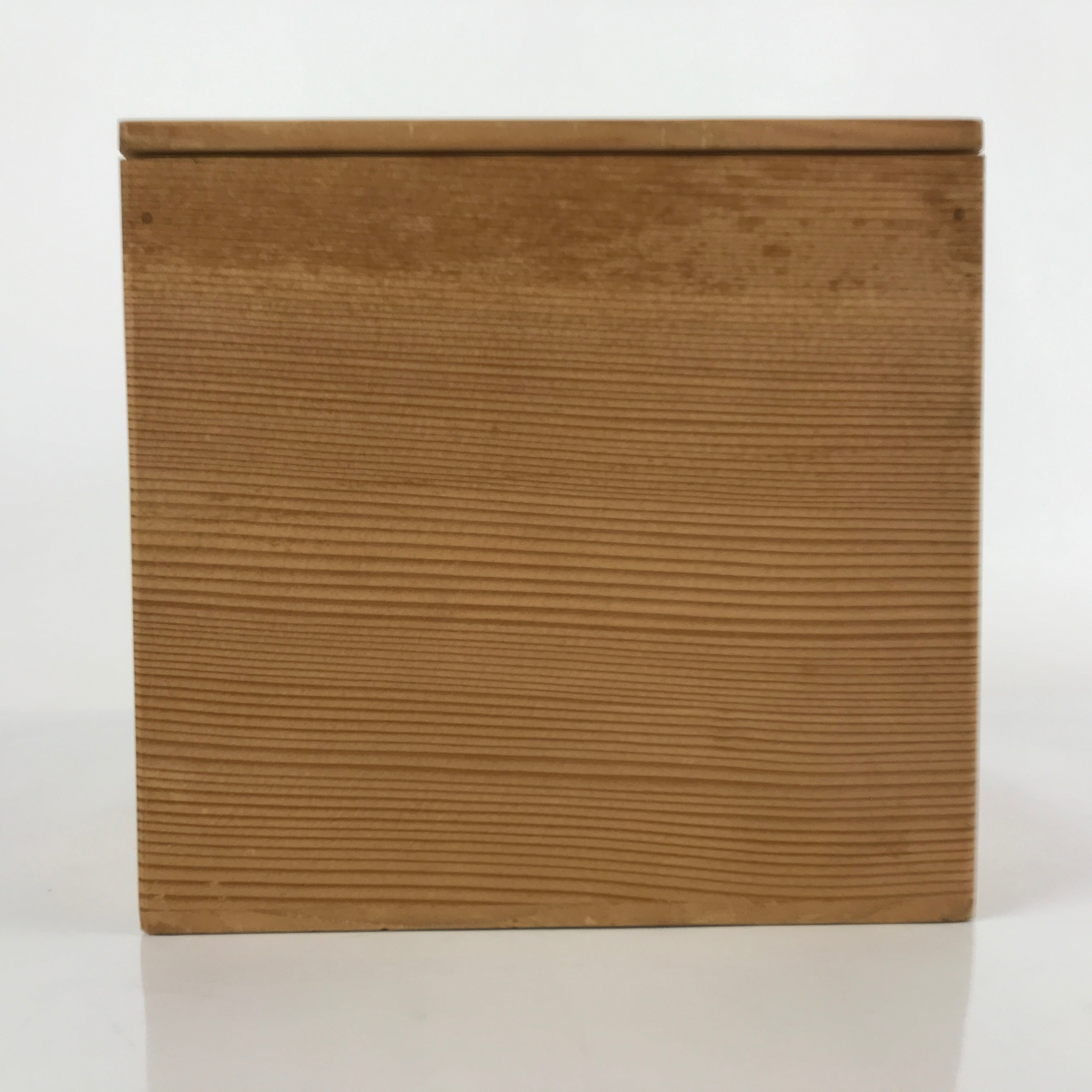 Vintage Japanese Wooden Lidded Storage Box Inside 18x18x17cm Brown X121