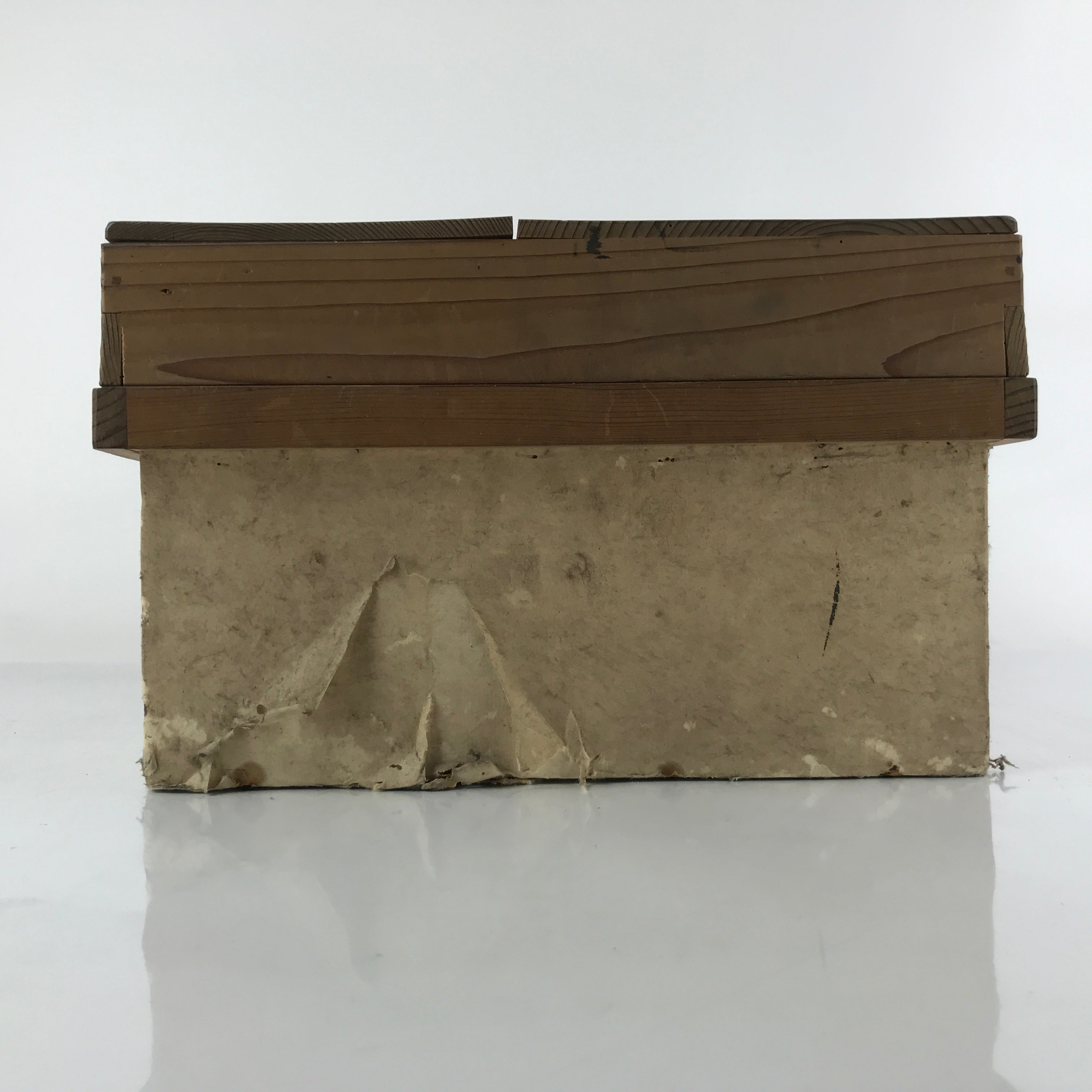 Vintage Japanese Wooden Lidded Storage Box Inside 28x43.5x14.5cm Brown X113