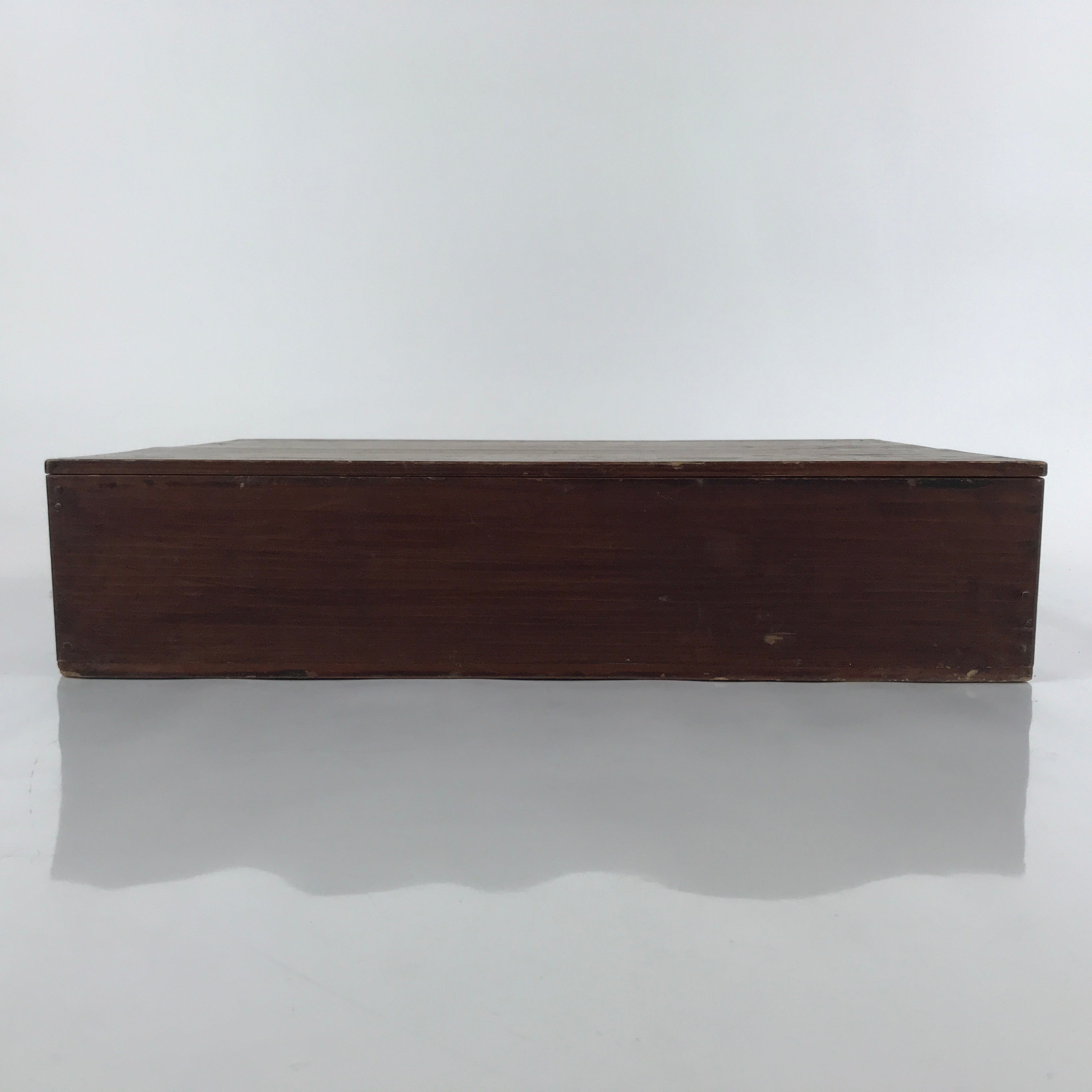 Vintage Japanese Wooden Lidded Storage Box Inside 44x30x8.5cm Dark Brown X114