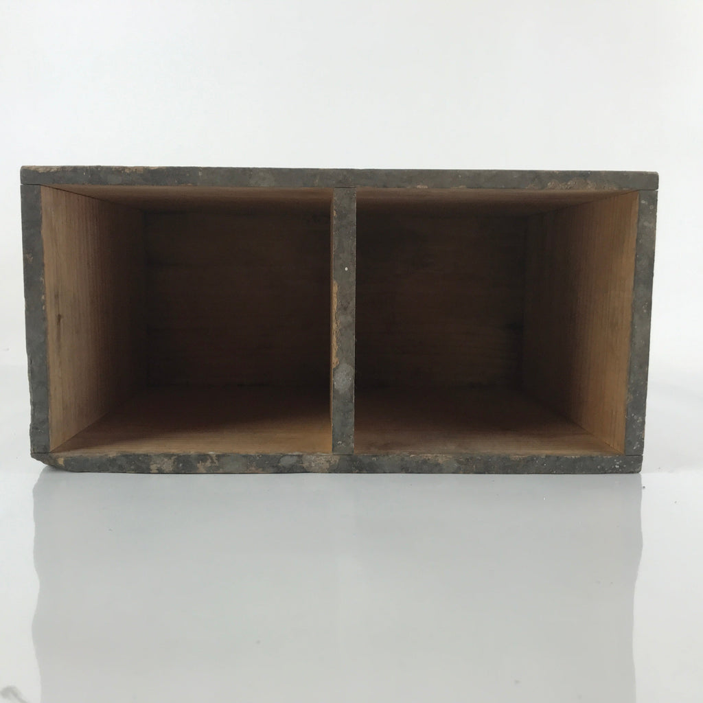 Vintage Japanese Wooden Pottery Plate Storage Box Inside 32.5x15x24cm Brown X118
