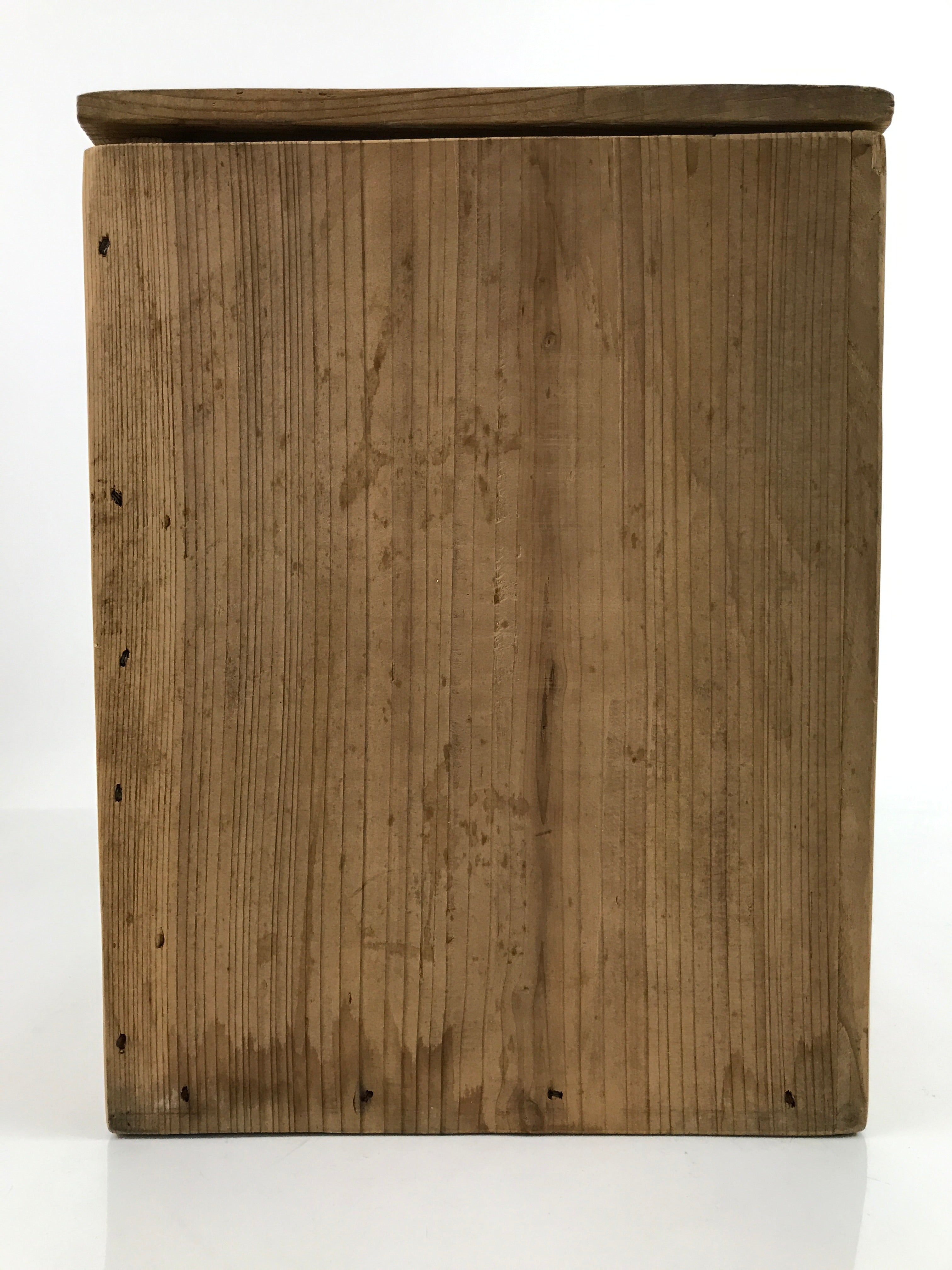 Vintage Japanese Wooden Pottery Storage Box Inside 20.5x20.5x27cm Brown X138