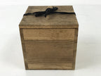 Vintage Japanese Wooden Pottery Storage Box Inside 9.5x9.5x9.8cm Brown X139