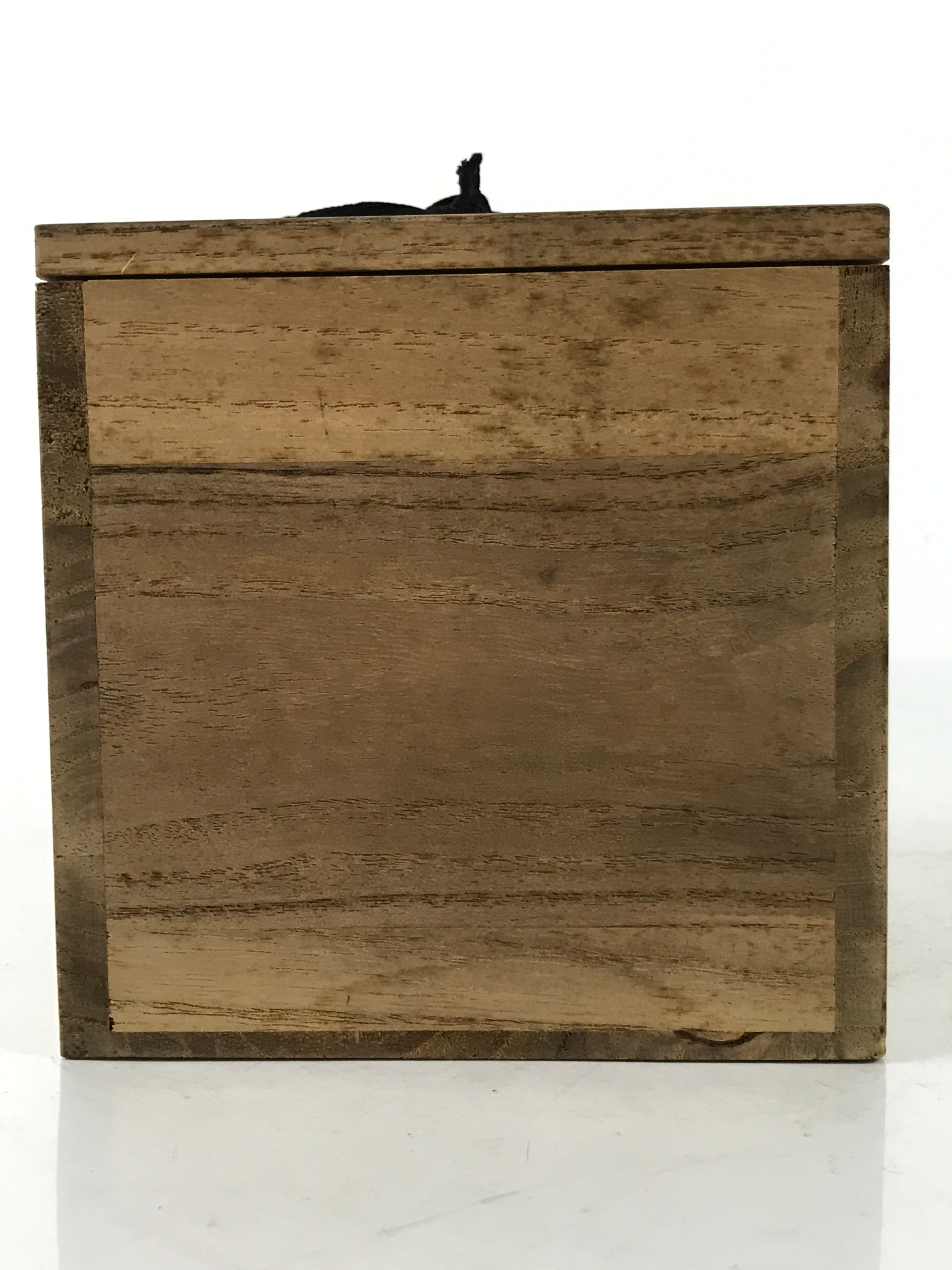 Vintage Japanese Wooden Pottery Storage Box Inside 9.5x9.5x9.8cm Brown X139
