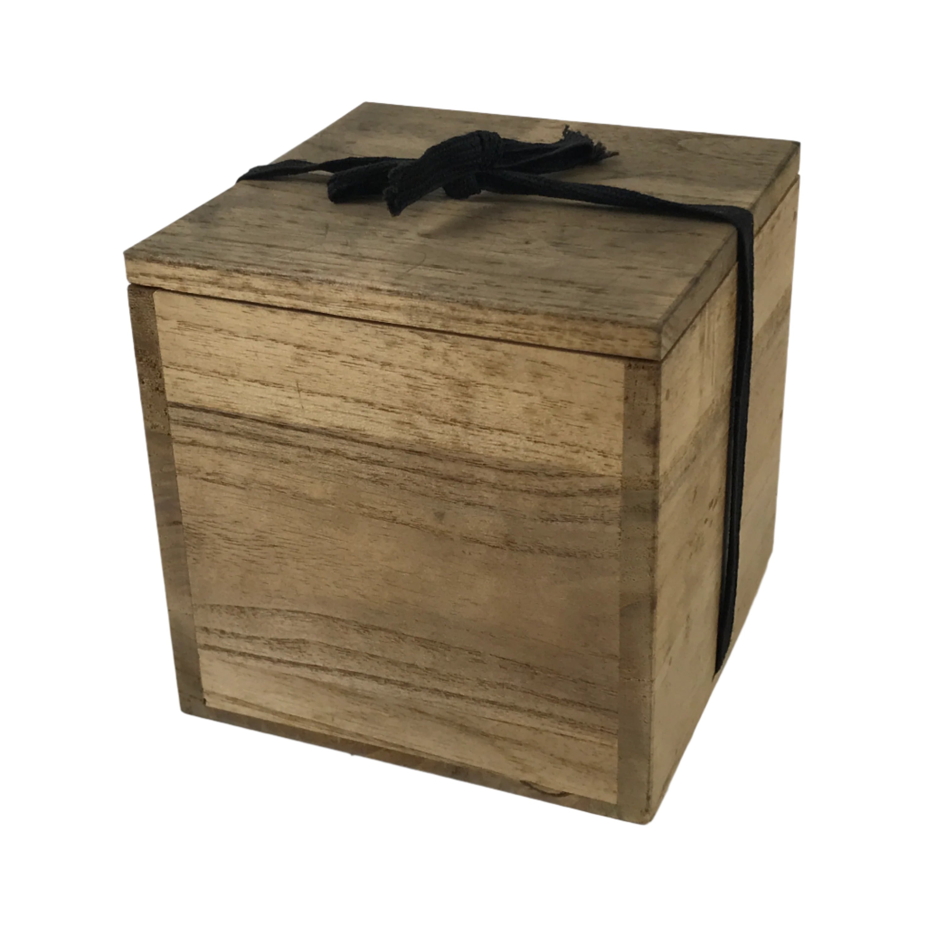 Vintage Japanese Wooden Pottery Storage Box Inside 9.5x9.5x9.8cm Brown X139