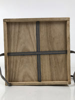 Vtg Japanese Wooden Lidded Pottery Storage Box Cube Inside 29.7x29.7x29.5cm X157