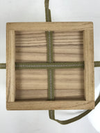 Vtg Japanese Wooden Lidded Pottery Storage Box Inside 11x10.9x10.2cm Brown X163