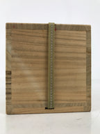 Vtg Japanese Wooden Lidded Pottery Storage Box Inside 11x10.9x10.2cm Brown X163