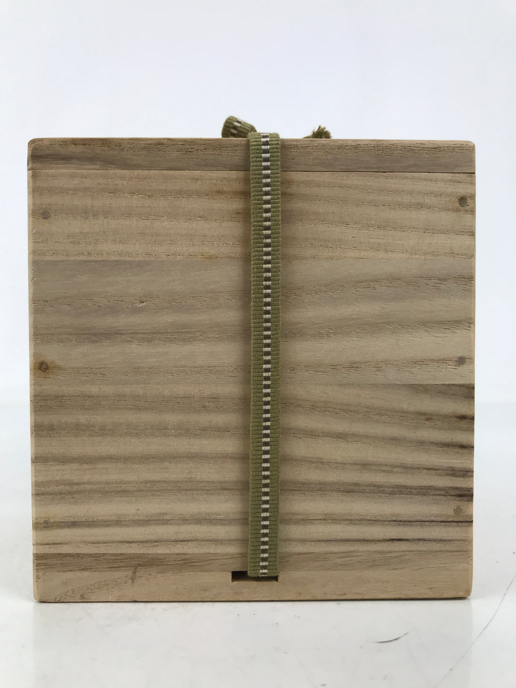 Vtg Japanese Wooden Lidded Pottery Storage Box Inside 11x10.9x10.2cm Brown X163