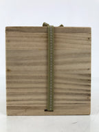Vtg Japanese Wooden Lidded Pottery Storage Box Inside 11x10.9x10.2cm Brown X163