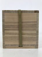 Vtg Japanese Wooden Lidded Pottery Storage Box Inside 11x10.9x10.2cm Brown X163