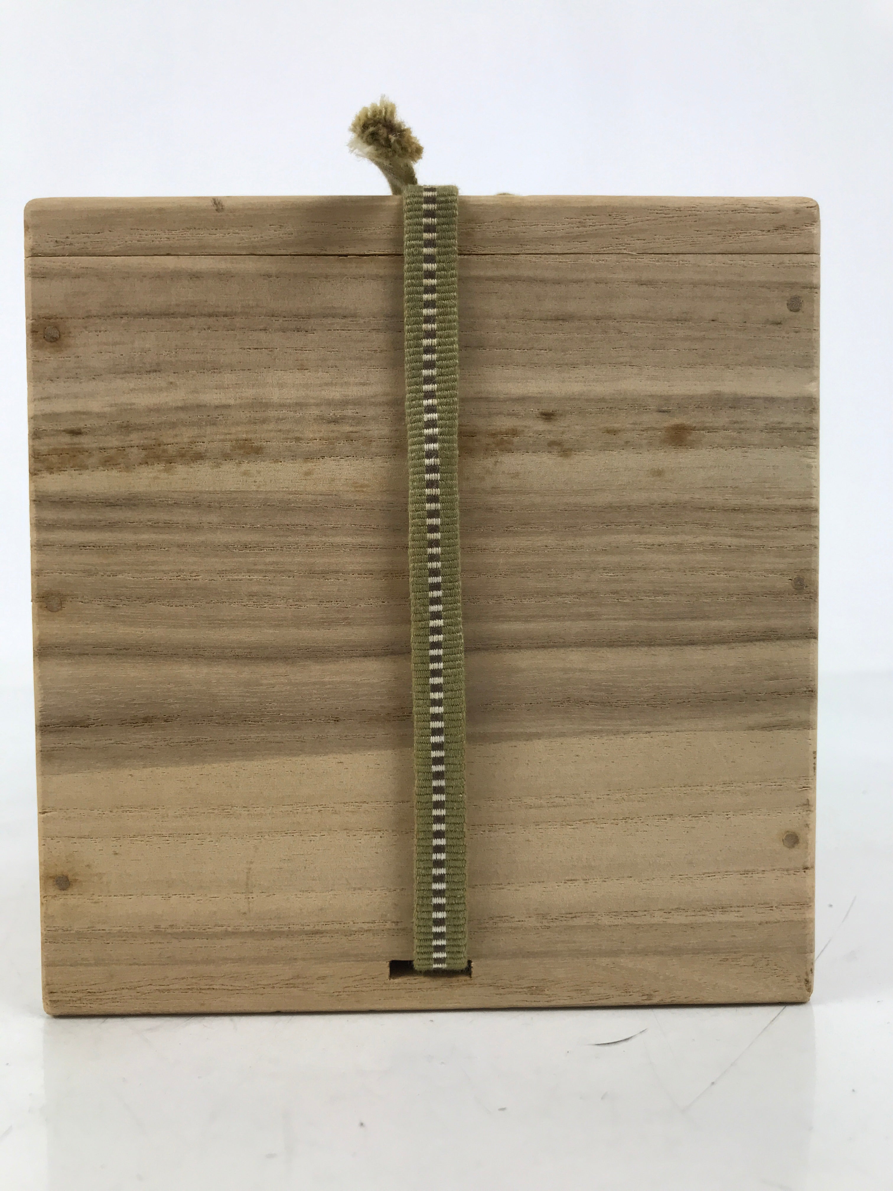 Vtg Japanese Wooden Lidded Pottery Storage Box Inside 11x10.9x10.2cm Brown X163