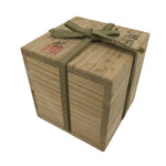 Vtg Japanese Wooden Lidded Pottery Storage Box Inside 11x10.9x10.2cm Brown X163