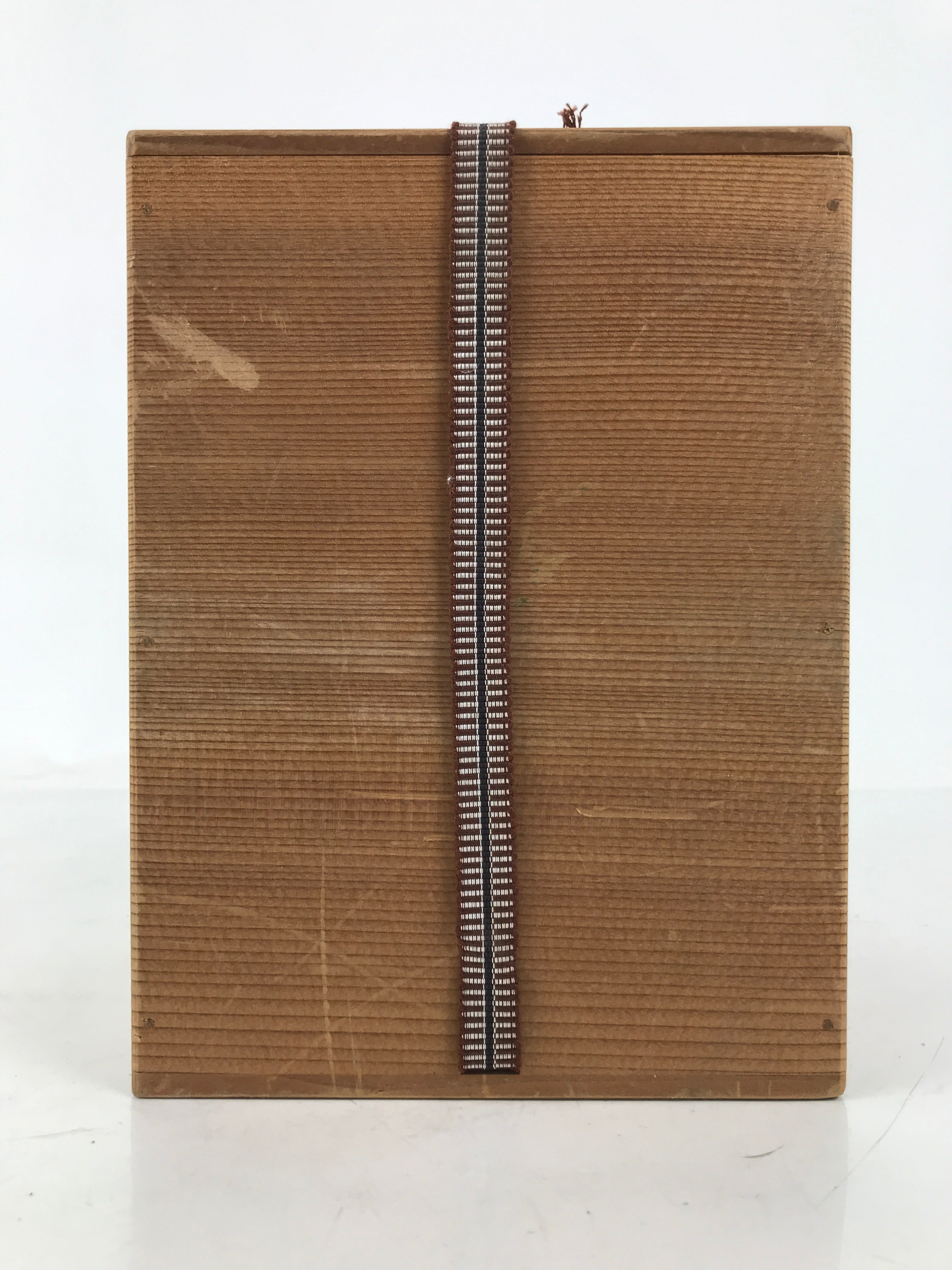 Vtg Japanese Wooden Lidded Pottery Storage Box Inside 15x14.9x20.6cm Brown X159