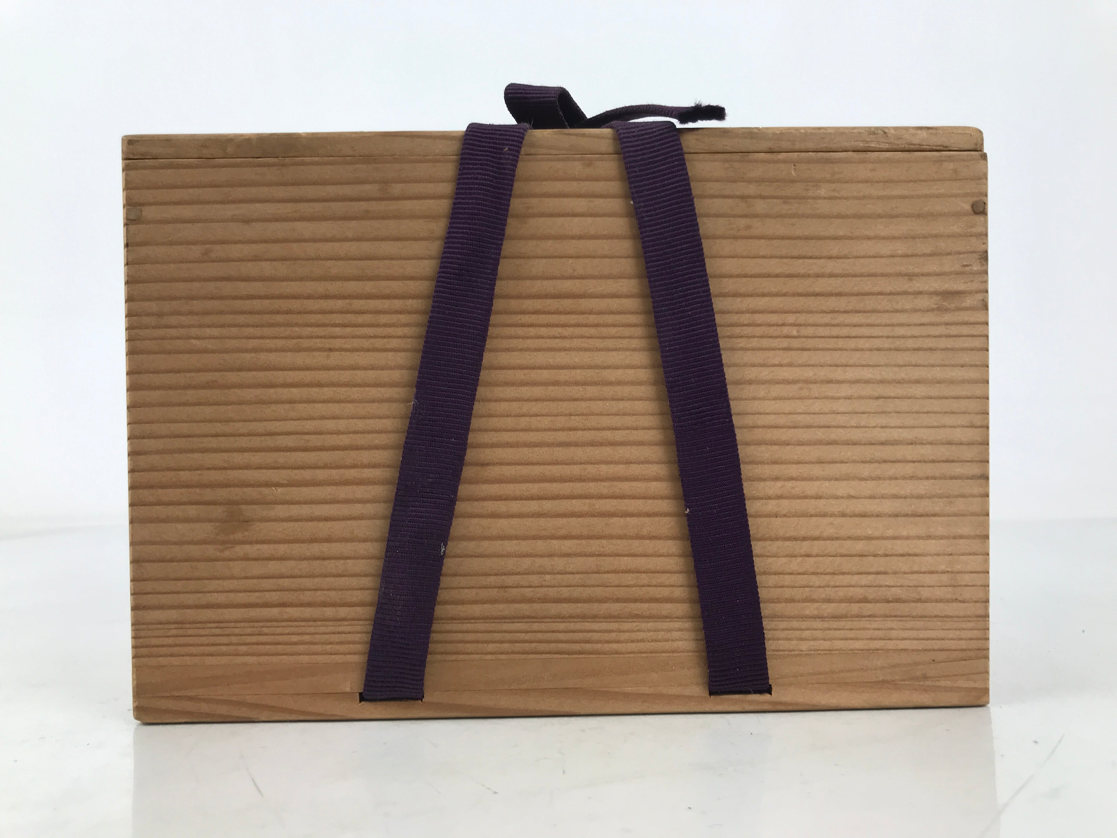 Vtg Japanese Wooden Lidded Pottery Storage Box Inside 17.5x8.5x10.8cm Brown X162