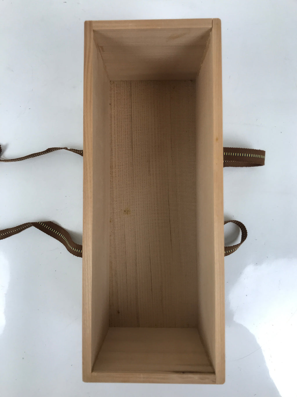 Vtg Japanese Wooden Lidded Pottery Storage Box Inside 26.6x9.5x10.2cm Brown X160