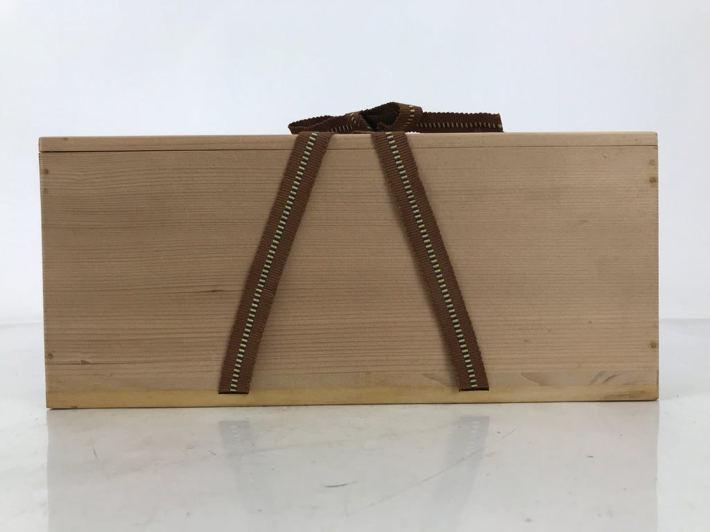 Vtg Japanese Wooden Lidded Pottery Storage Box Inside 26.6x9.5x10.2cm Brown X160